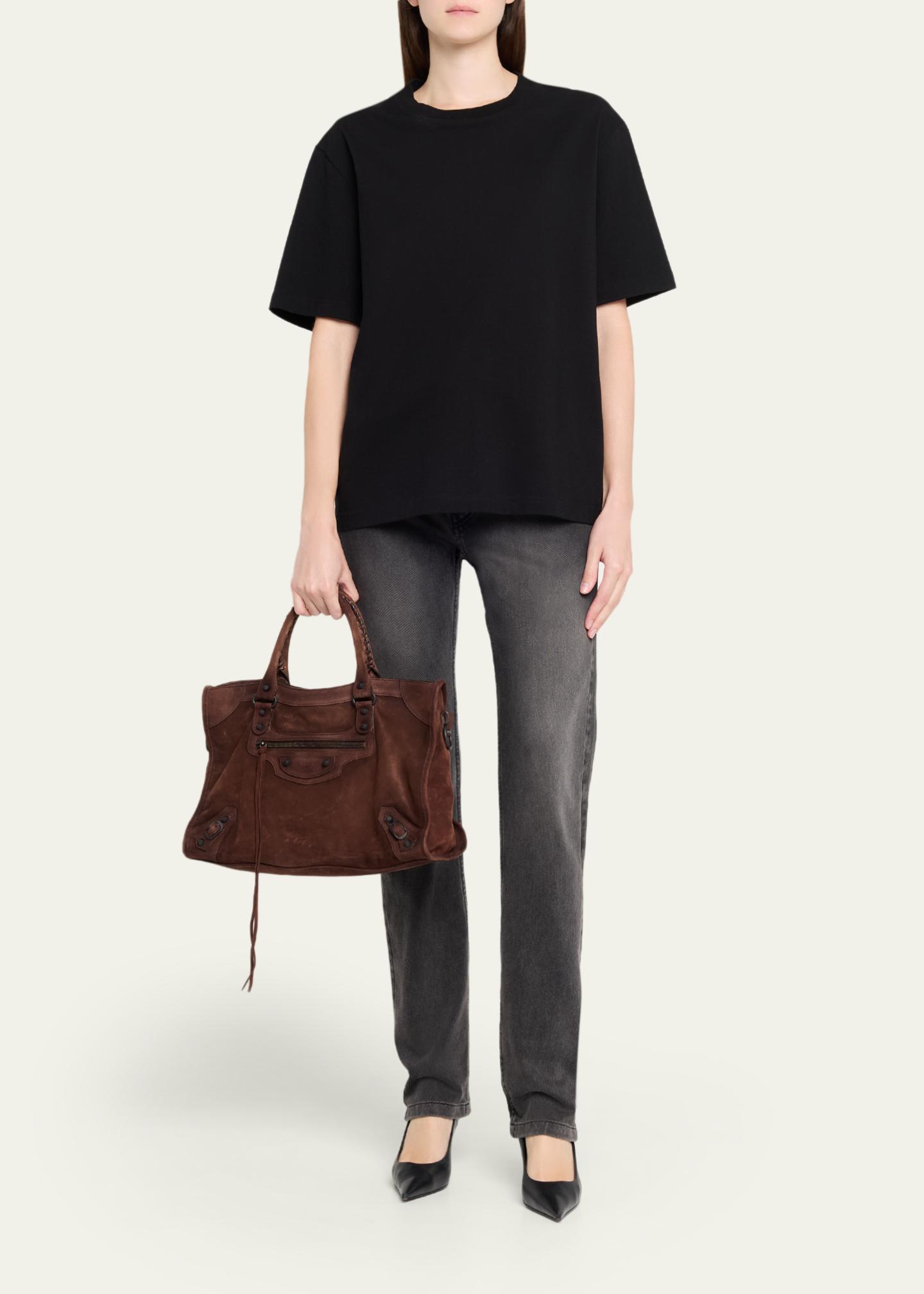 Balenciaga Le City Medium Suede Shoulder Bag - Bergdorf Goodman