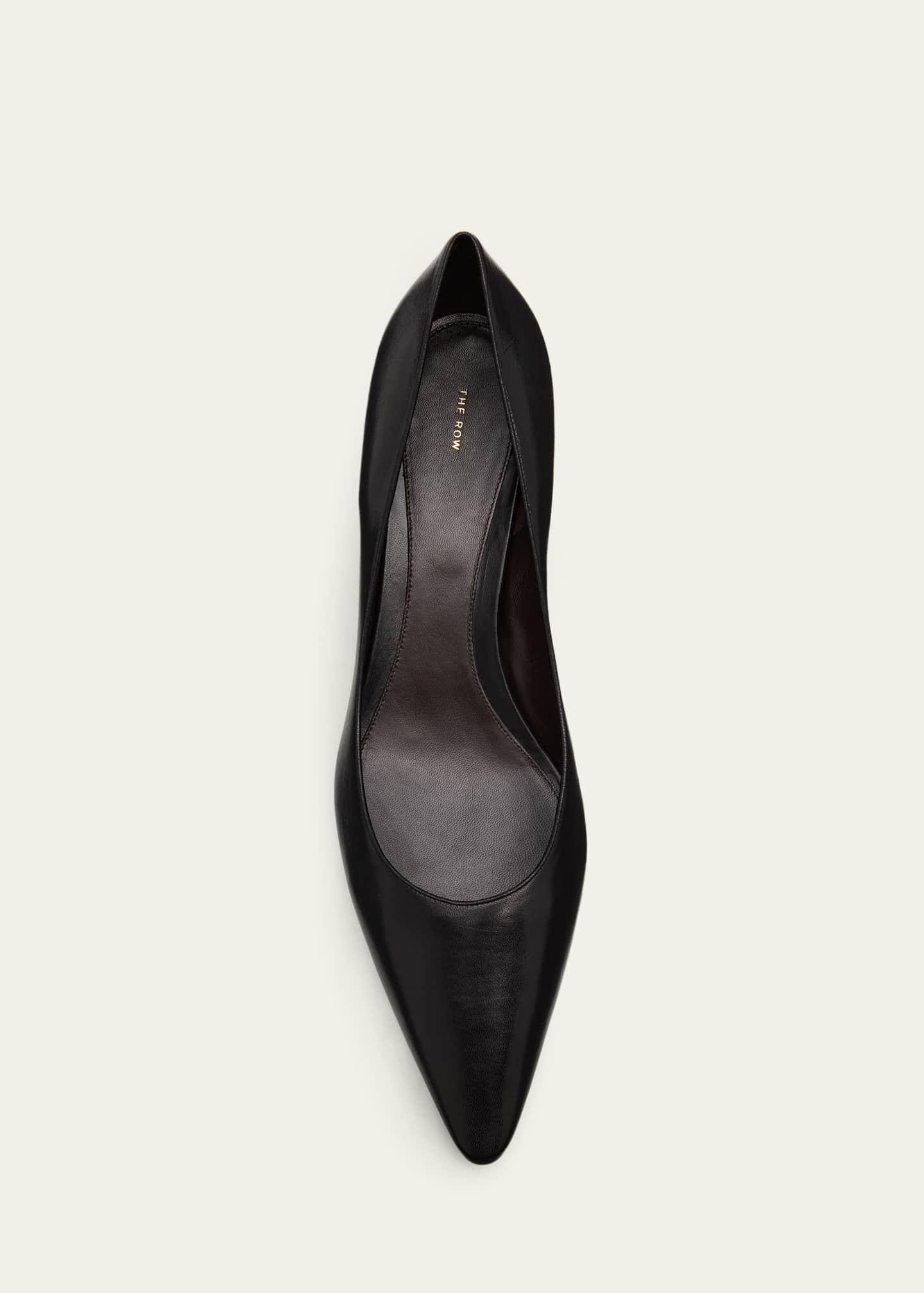 THE ROW Liisa Leather Kitten-Heel Pumps - Bergdorf Goodman