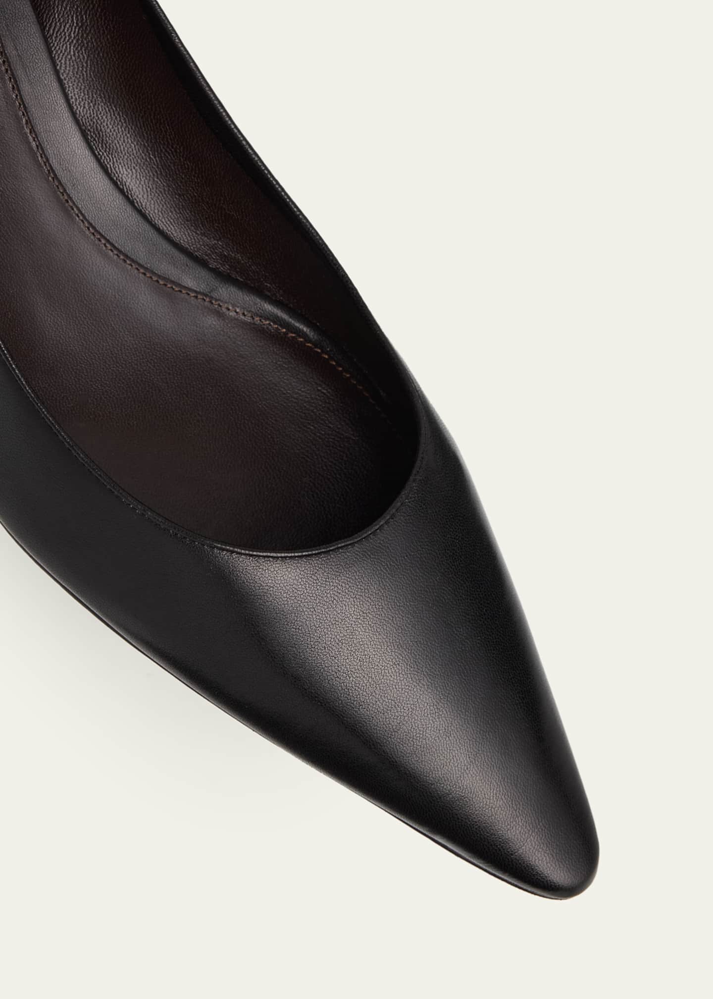 THE ROW Liisa Leather Kitten-Heel Pumps - Bergdorf Goodman