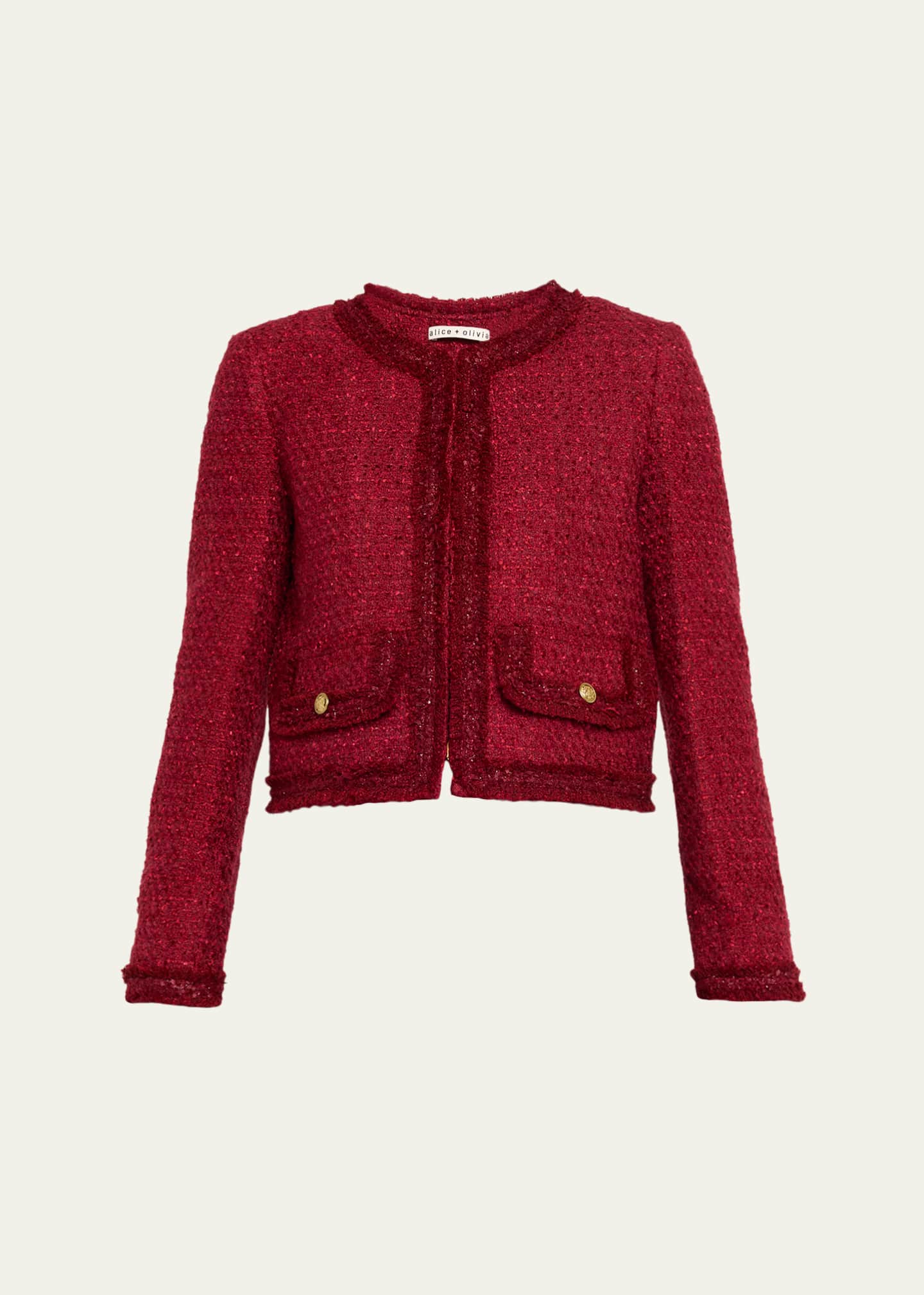 Alice + Olivia Landon Cropped Tweed Jacket - Bergdorf Goodman