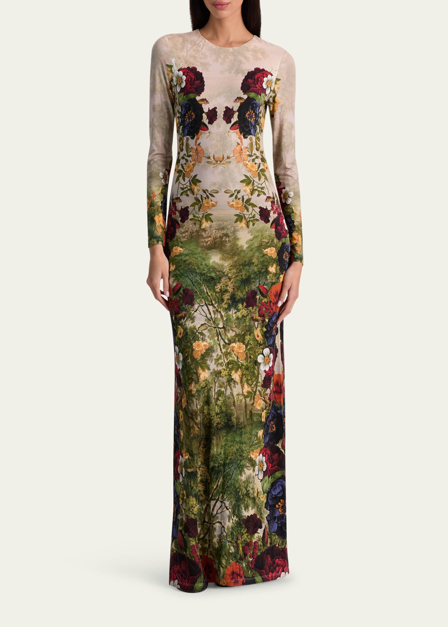 Alice + Olivia Forbidden Forest Delora Long-Sleeve Maxi Dress