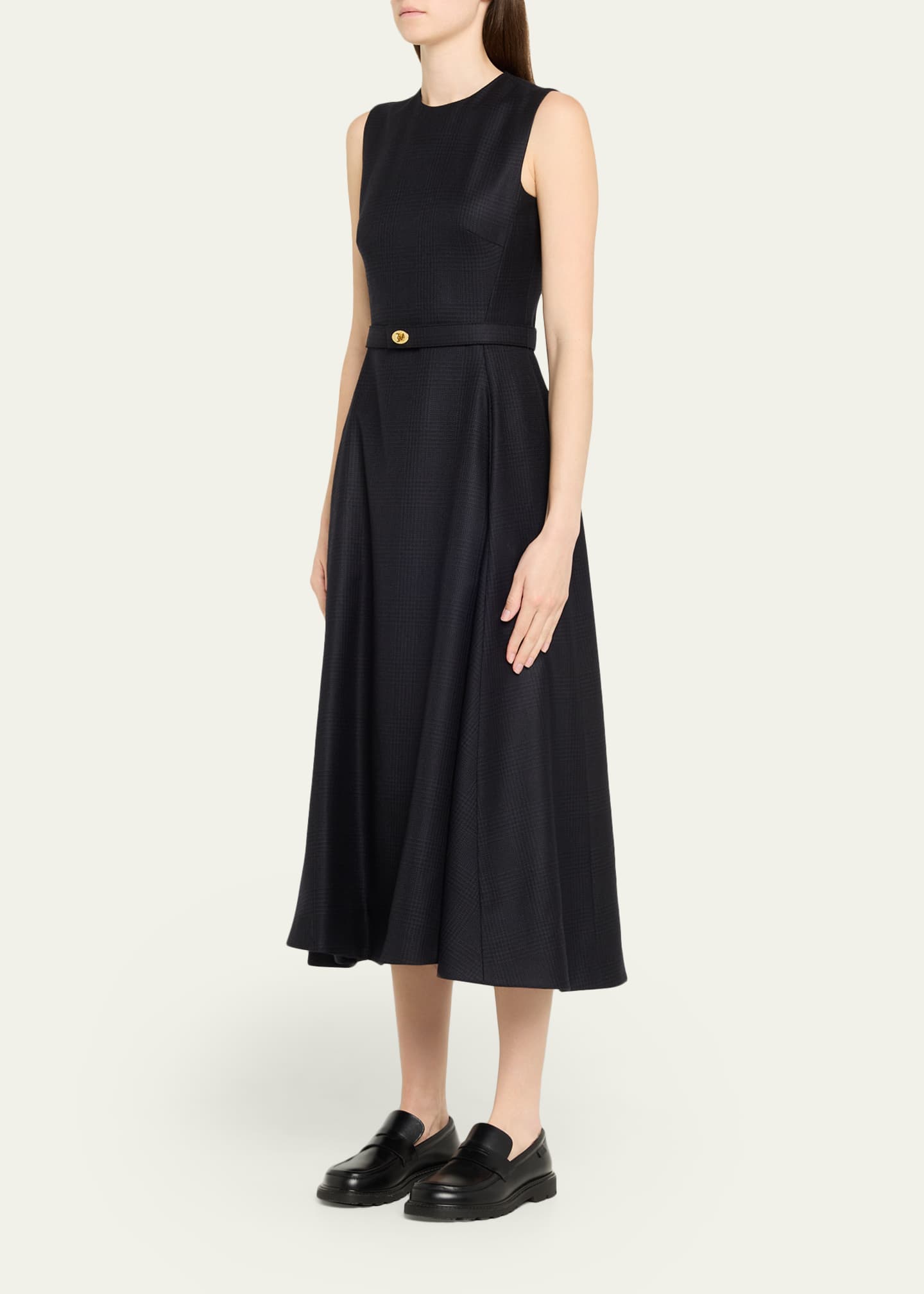 Burberry Amelia Prince Of Wales Belted Sleeveless Midi Dress - Bergdorf  Goodman