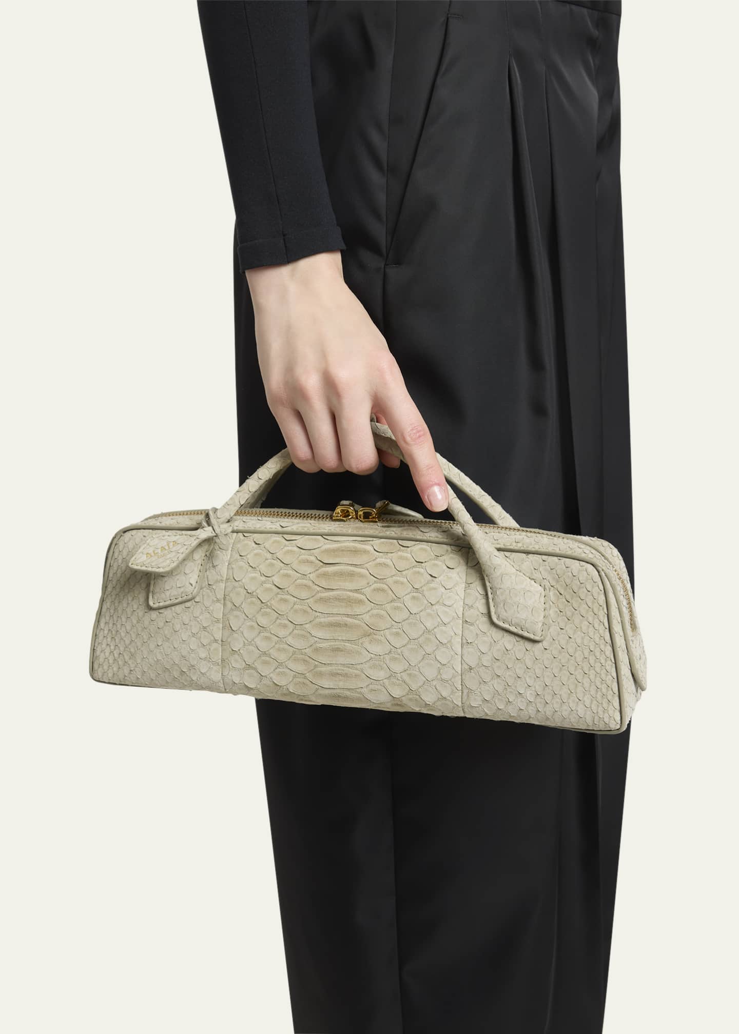 Le Teckel Snakeskin Top-Handle Bag