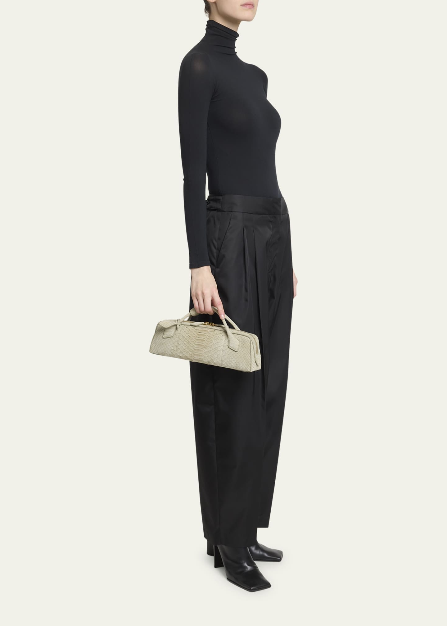 Le Teckel Snakeskin Top-Handle Bag