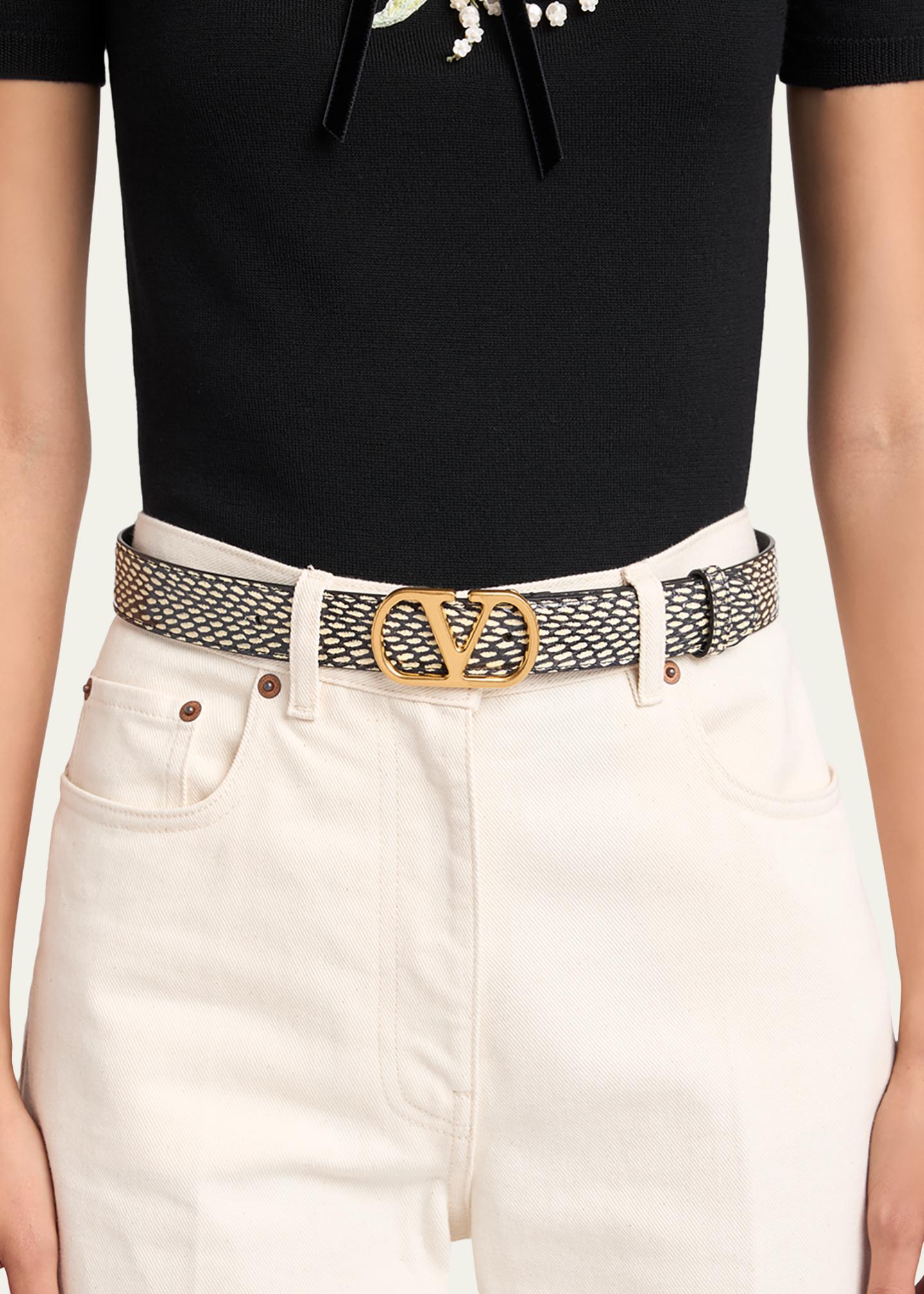 Valentino Garavani VLogo Signature Python Belt, 30mm - Bergdorf Goodman
