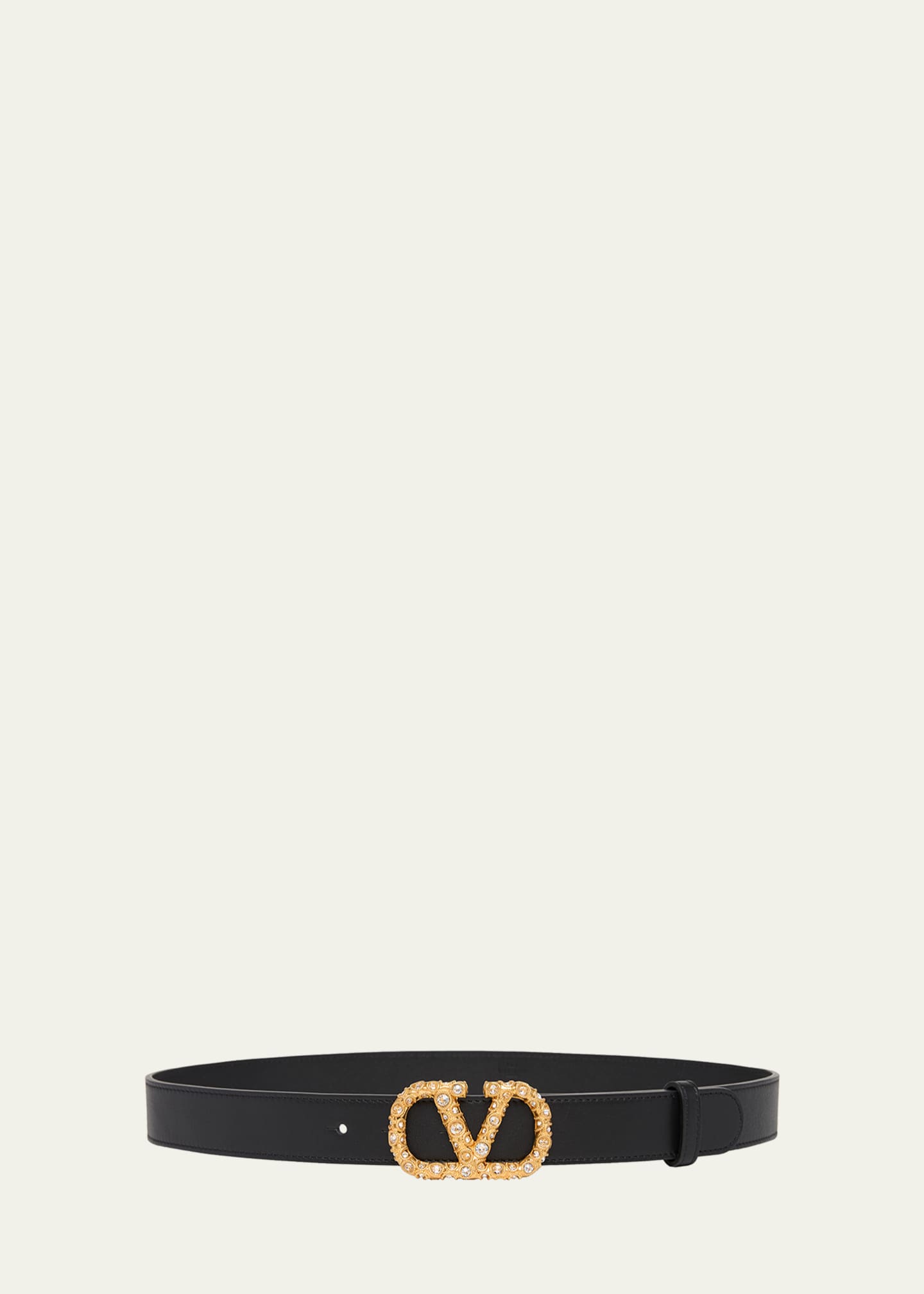 Valentino Garavani VLogo Signature Crystal-Embellished Leather Belt ...