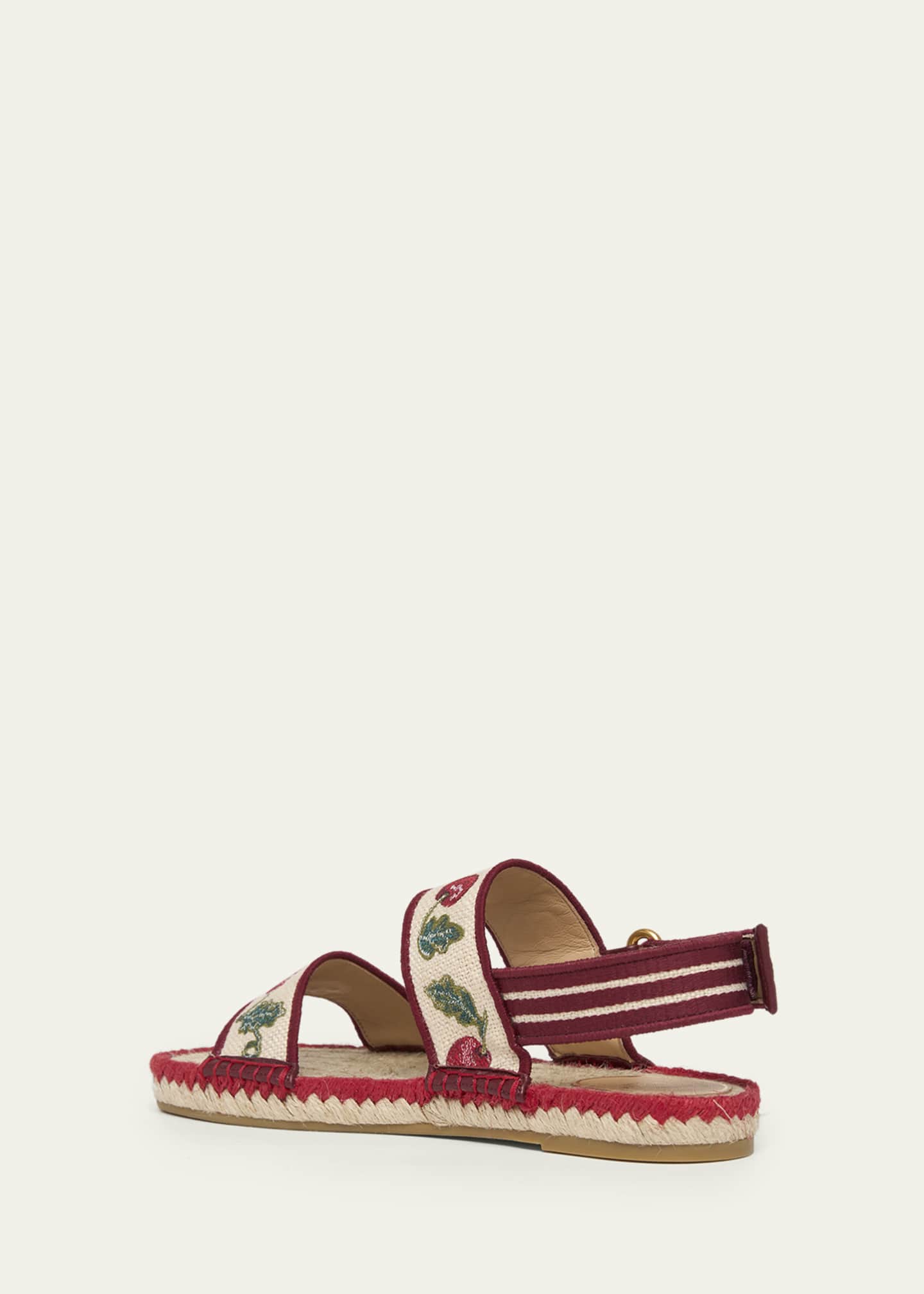 Valentino Garavani Tomato Embroidered Slingback Espadrille Sandals