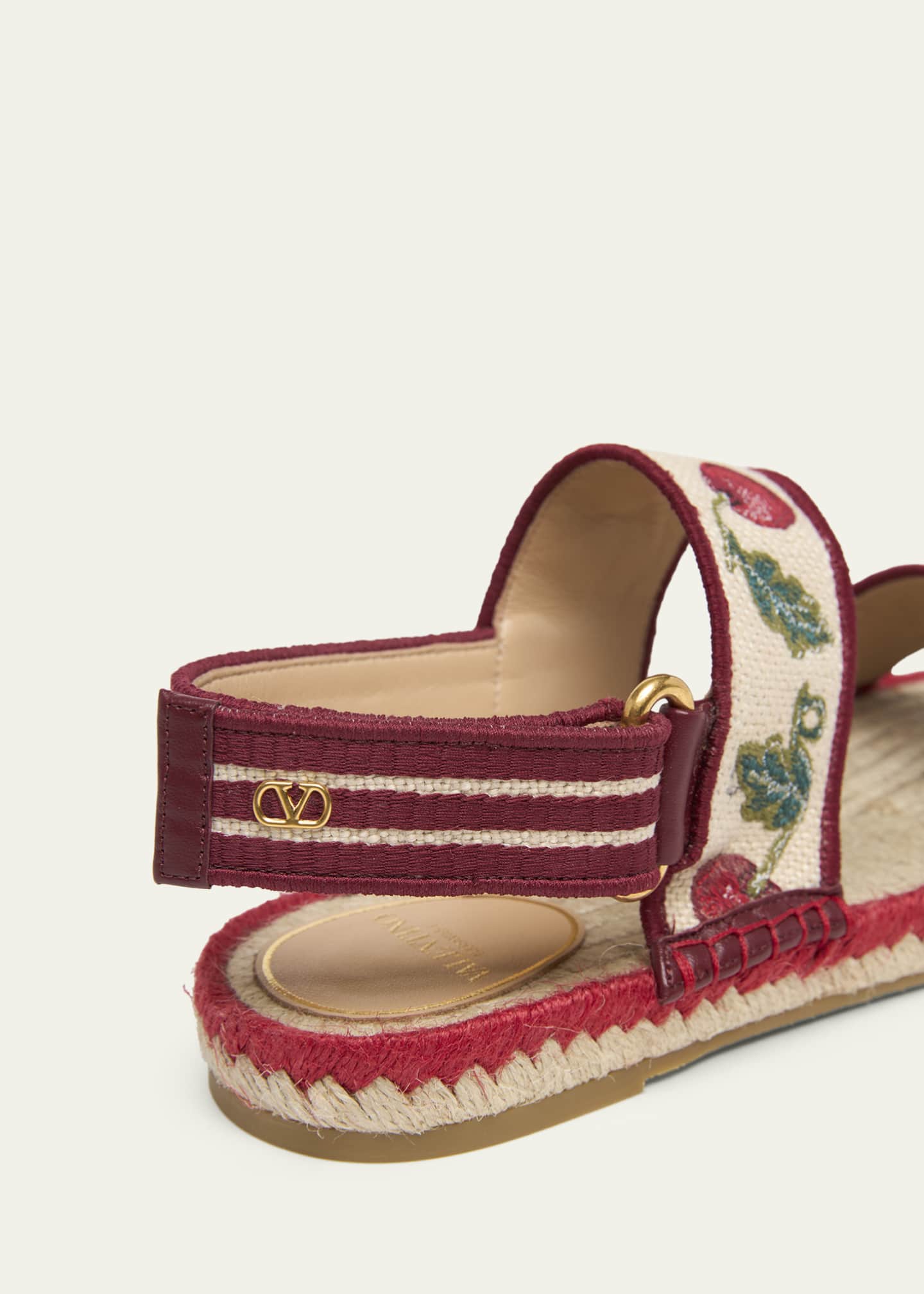 Valentino Garavani Tomato Embroidered Slingback Espadrille Sandals