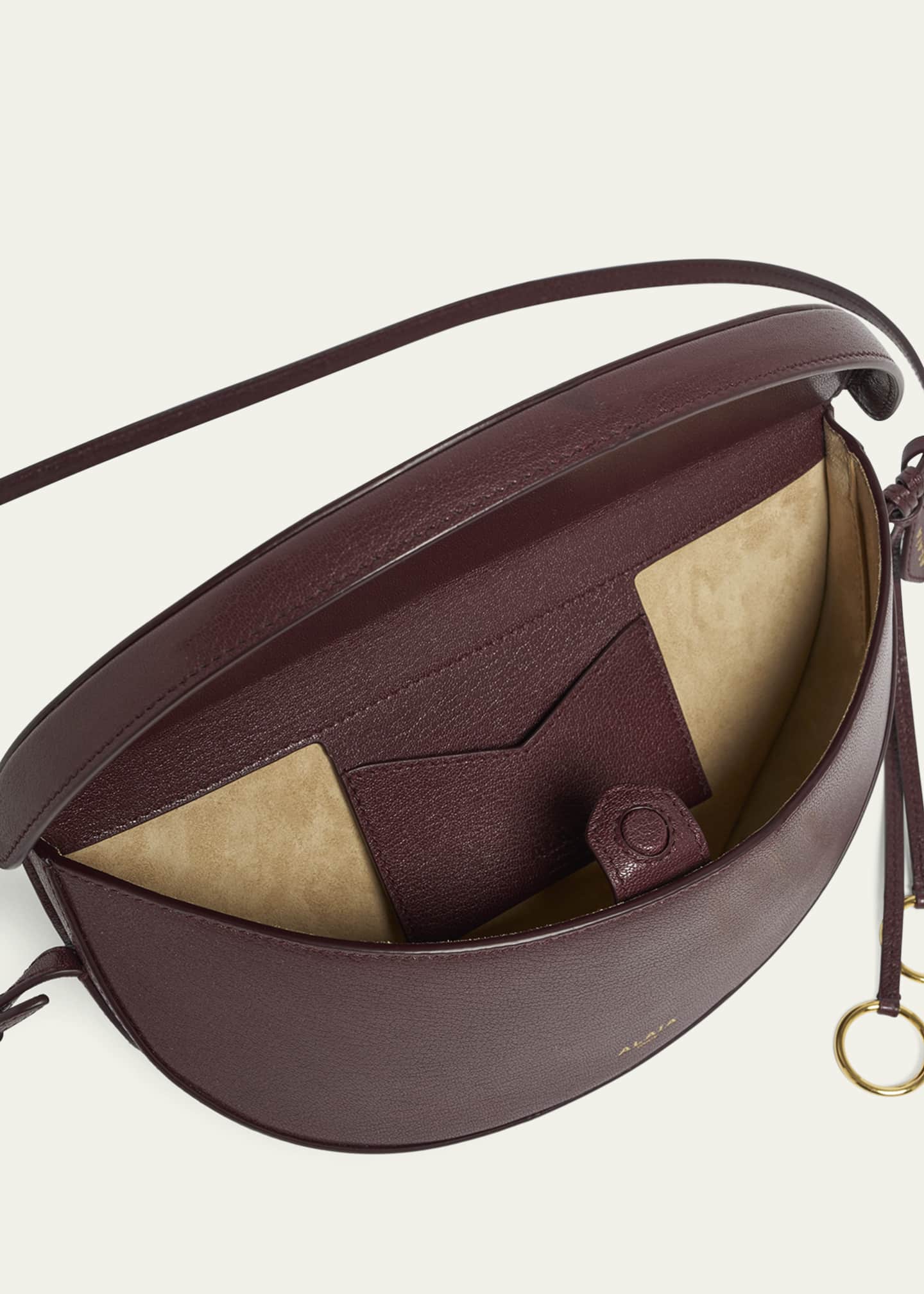 East-West Curved Goatskin Leather Shoulder Bag