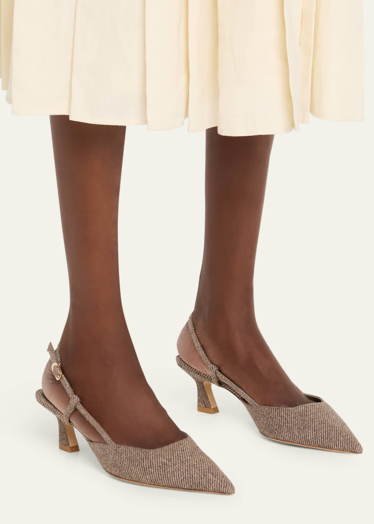 50mm Vinnie Twill Slingback Pumps
