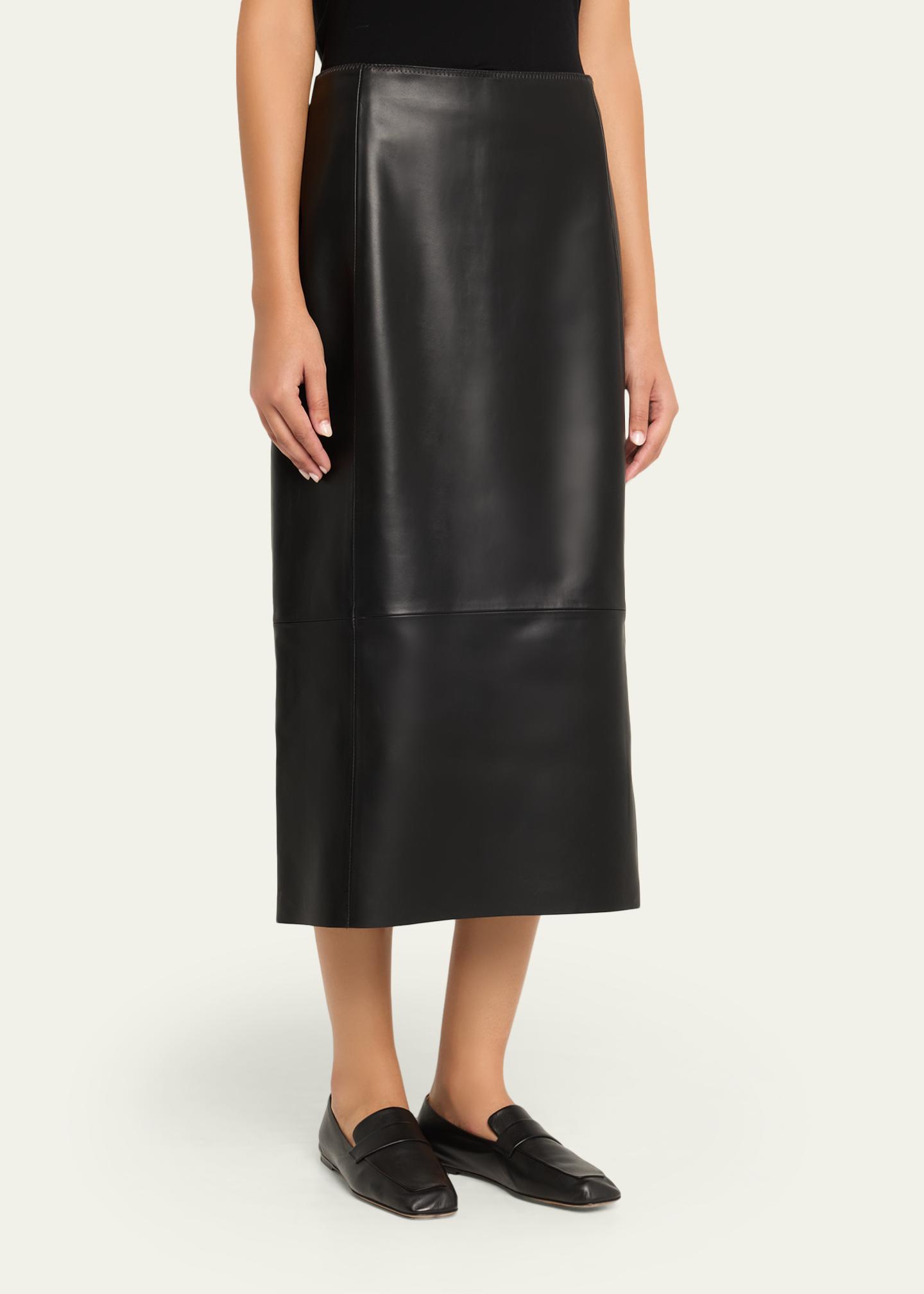 Jupe Crayon En Cuir Sylvie Schimmel Paris - Taille M, Noir, Longueur 62 Cm - Occasion Très Bon état
