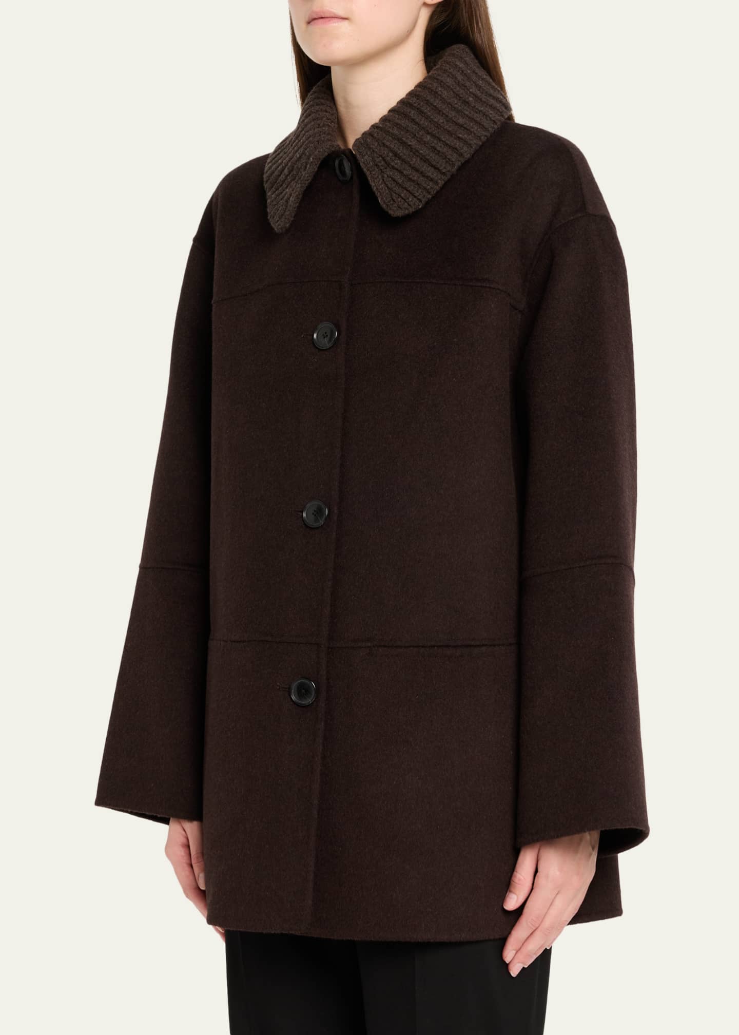 Proenza Schouler Lisa Double-Face Wool Coat with Removable Collar
