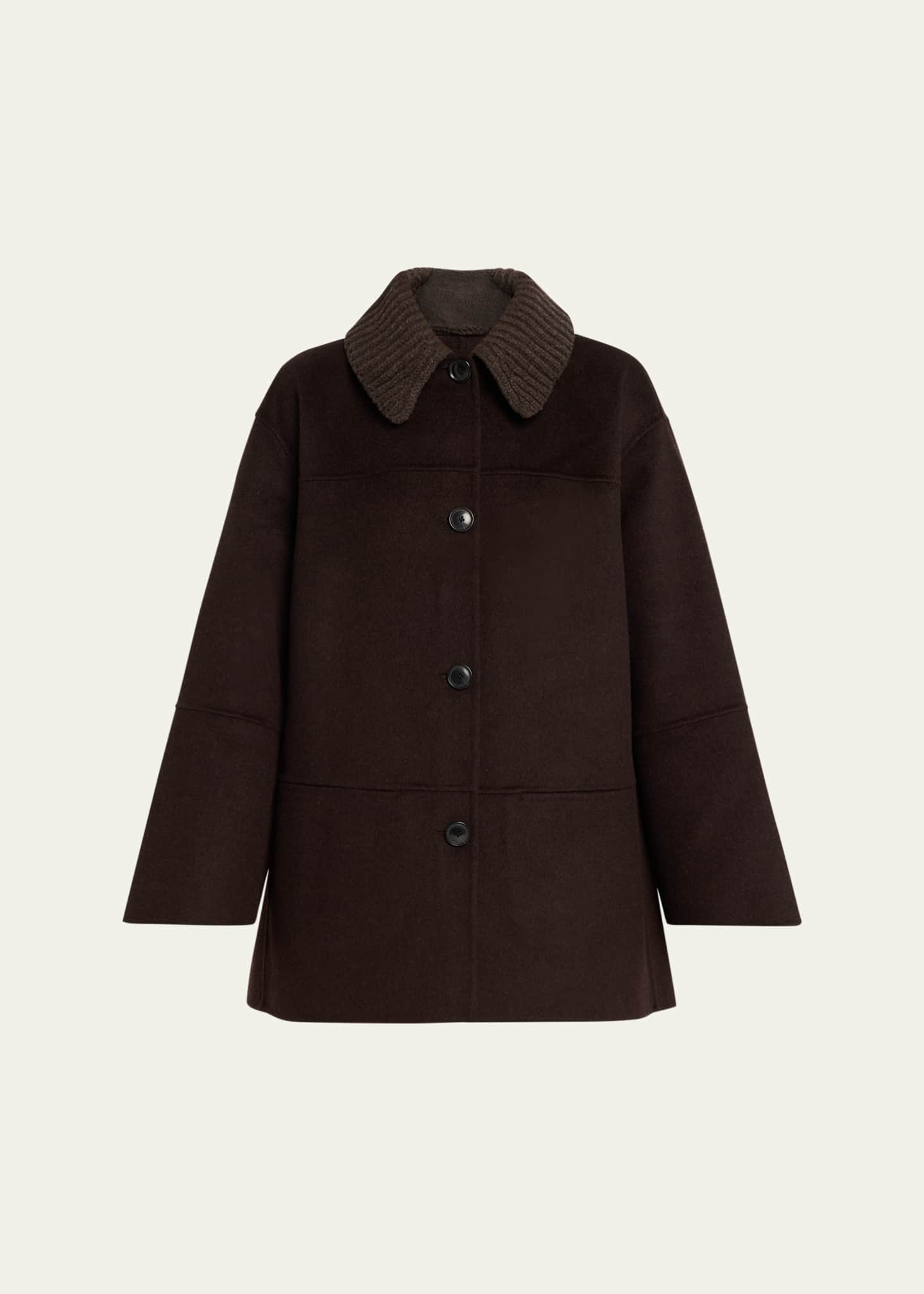 Proenza Schouler Lisa Double-Face Wool Coat with Removable Collar