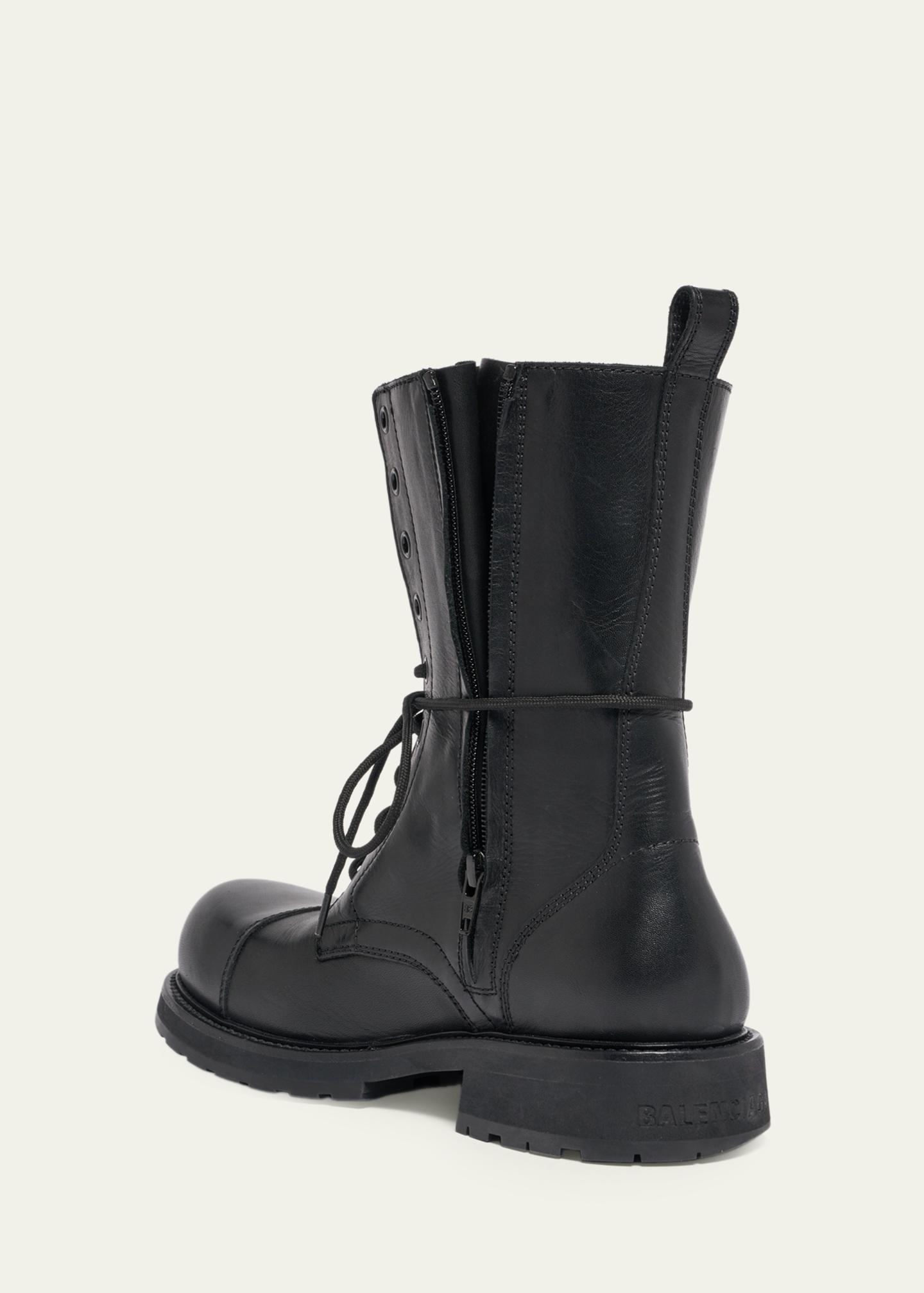 Balenciaga Truck Leather Lace-Up Combat Boots - Bergdorf Goodman