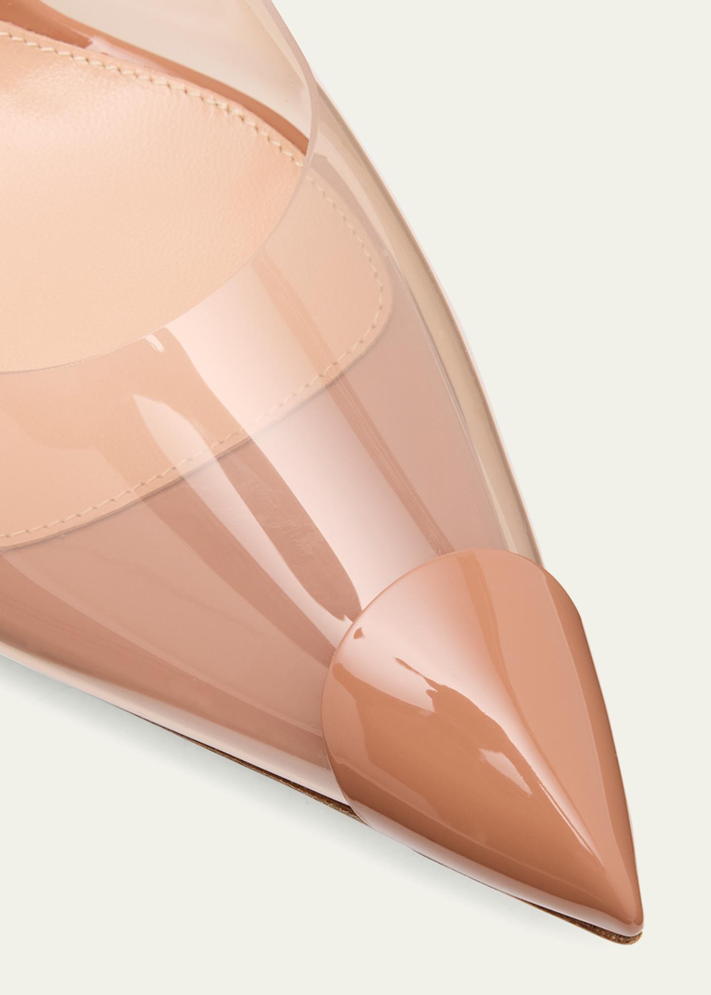 Gianvito Rossi Plexi Patent Leather Cap-Toe Slingback Pumps