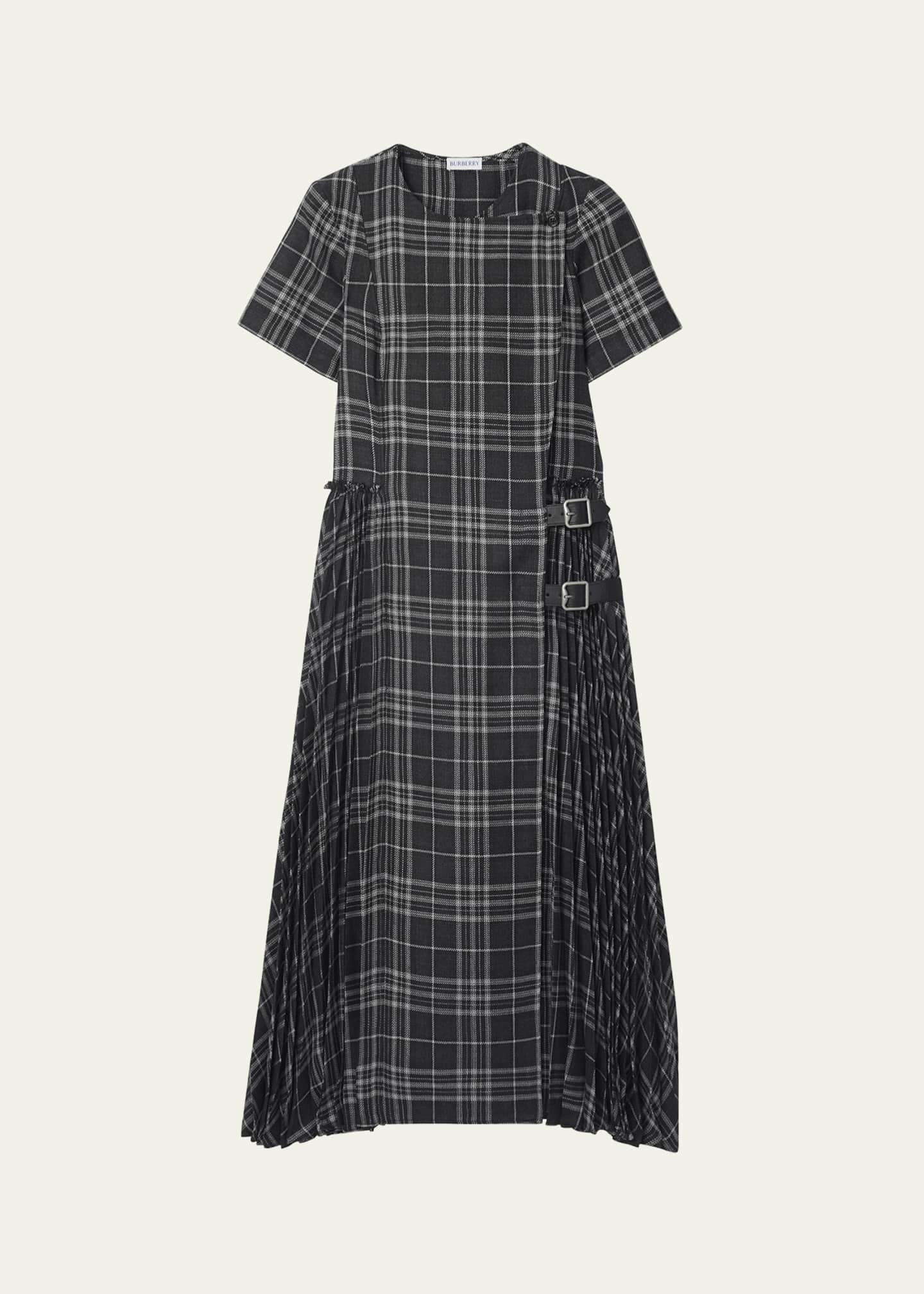 Burberry Meryl Check Pleated Midi Wrap Dress - Bergdorf Goodman