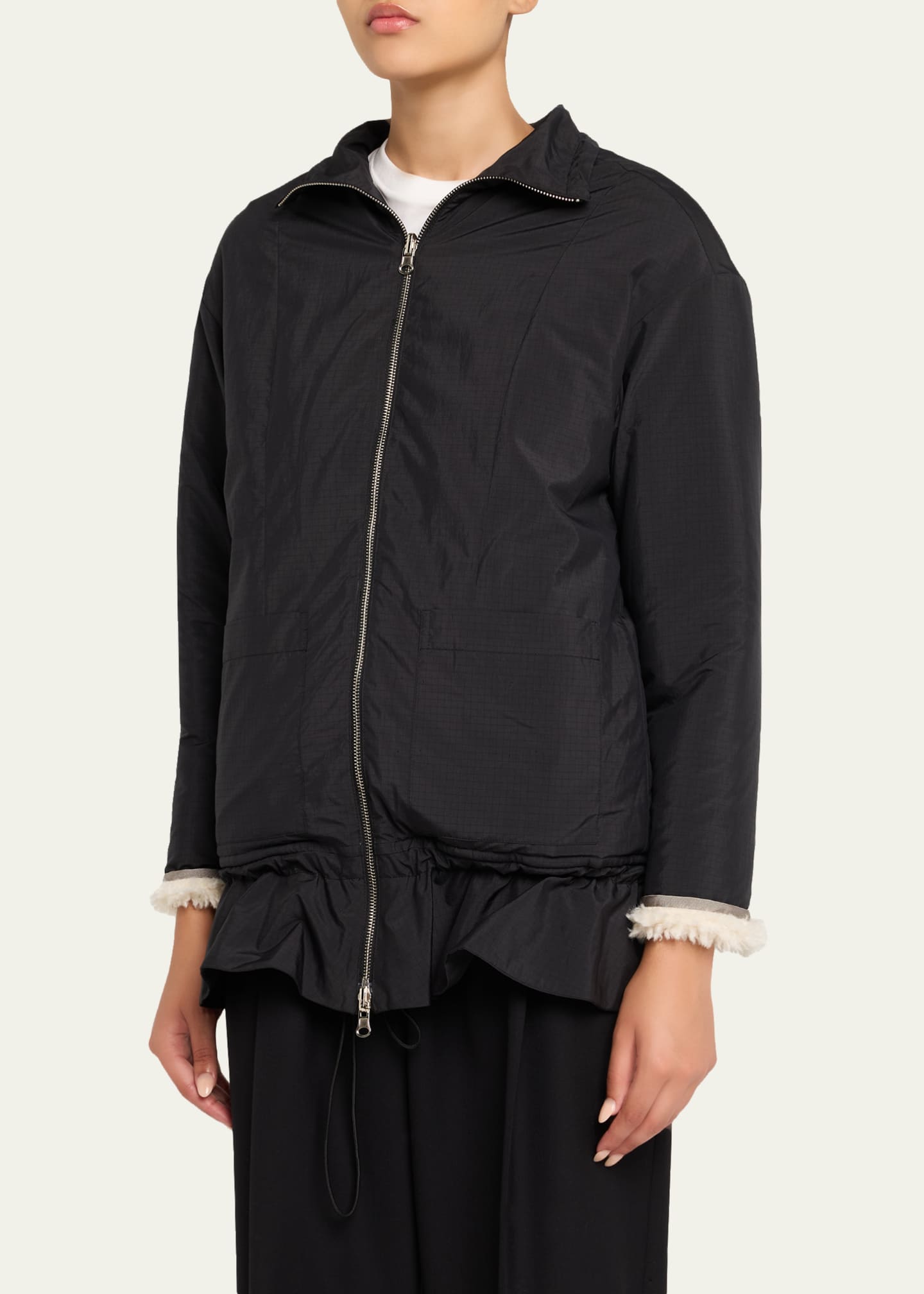 3.1 Phillip Lim Flounce-Hem Sherpa Jacket - Bergdorf Goodman