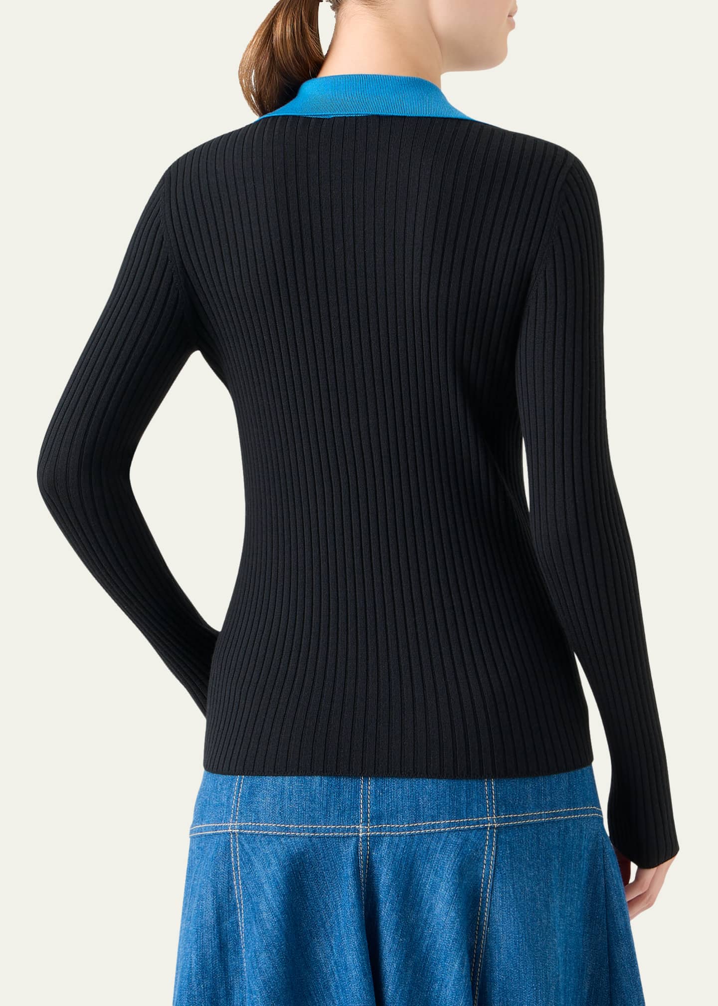 Akris punto Colorblock Rib Knit Polo Sweater - Bergdorf Goodman