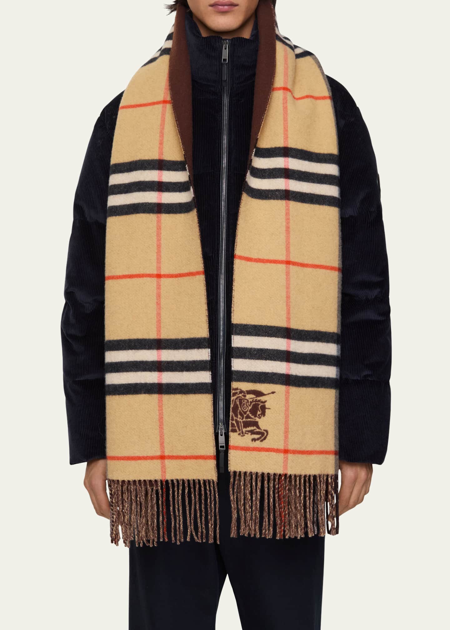 Burberry Men's Reversible Cashmere EKD Check Scarf - Bergdorf Goodman