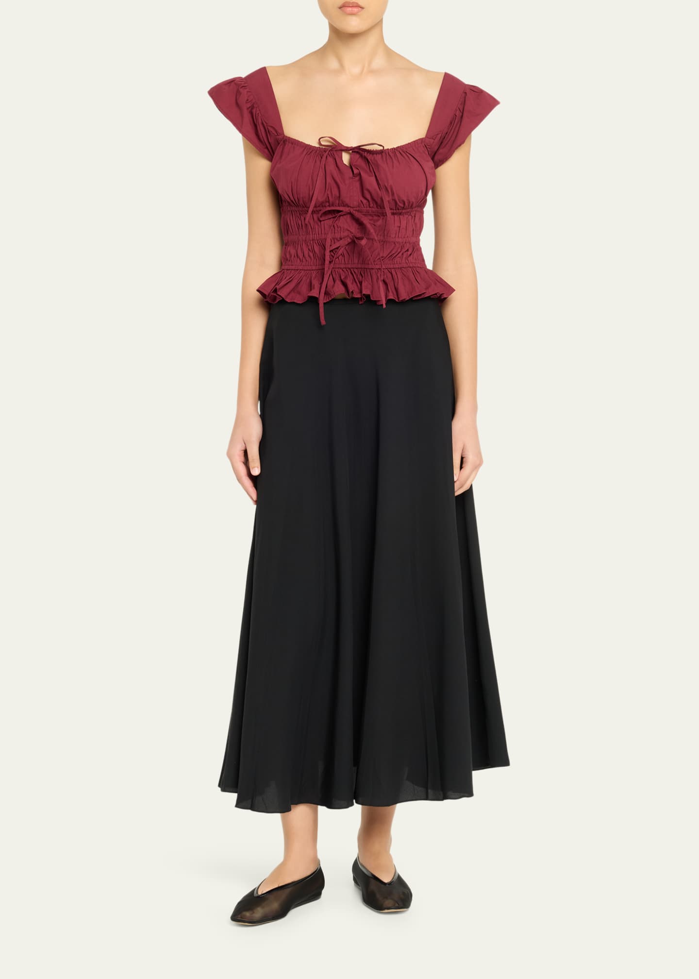 Ciao Lucia Katrin Smocked Drawstring Crop Top - Bergdorf Goodman