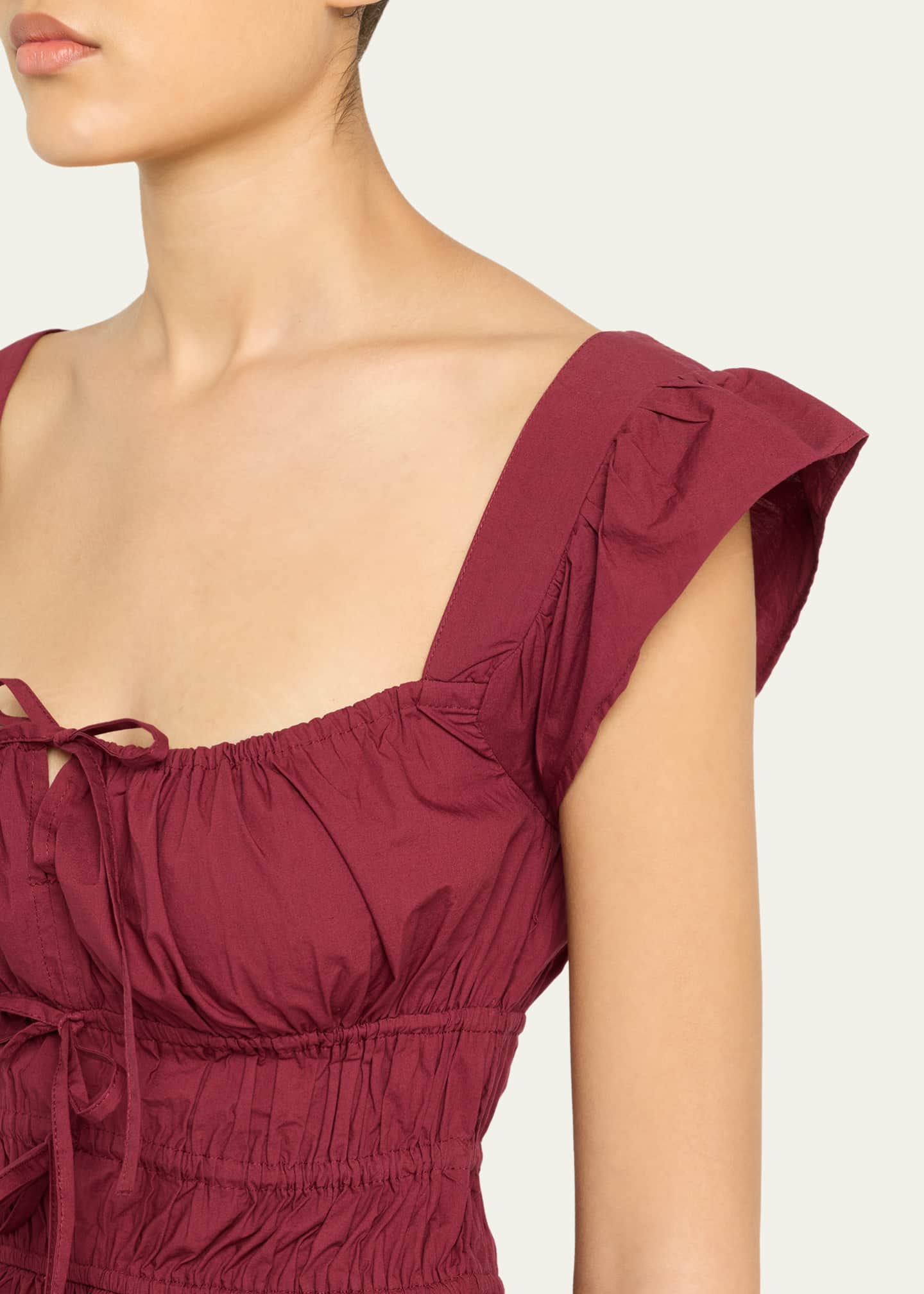 Ciao Lucia Katrin Smocked Drawstring Crop Top - Bergdorf Goodman