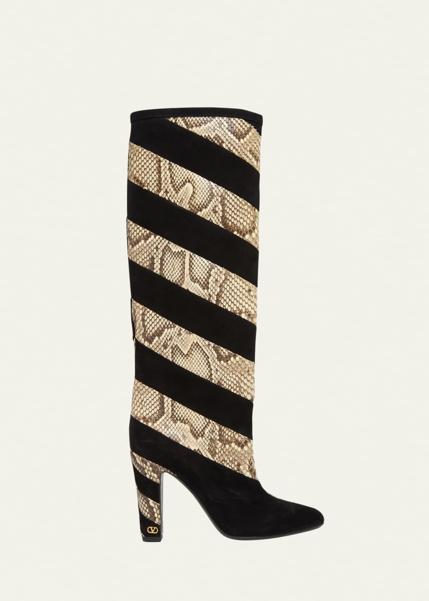 Valentino Garavani 100mm Rayons Snake-Printed Leather and Suede