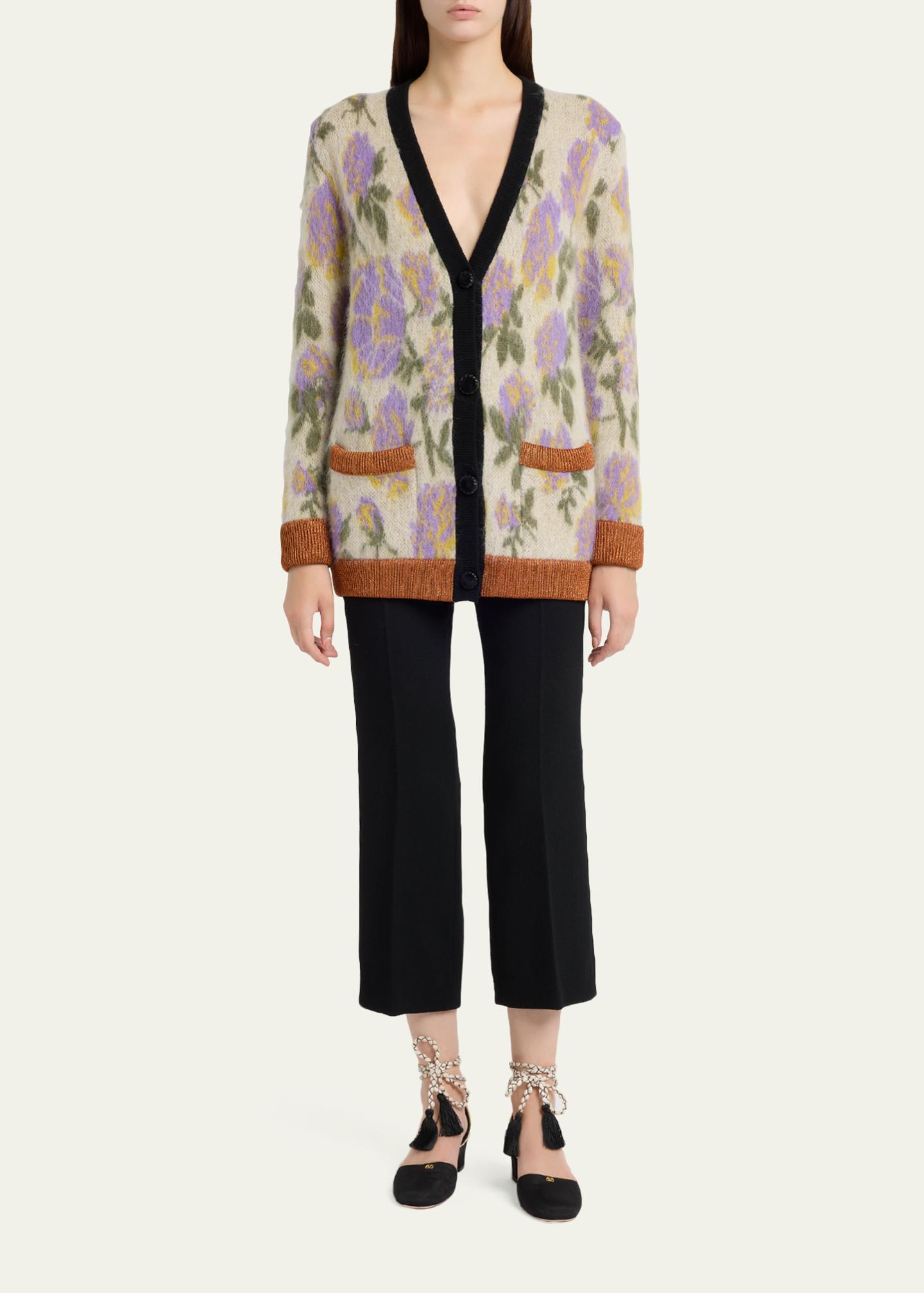 Valentino Garavani Floral-Print Mohair V-Neck Cardigan - Bergdorf