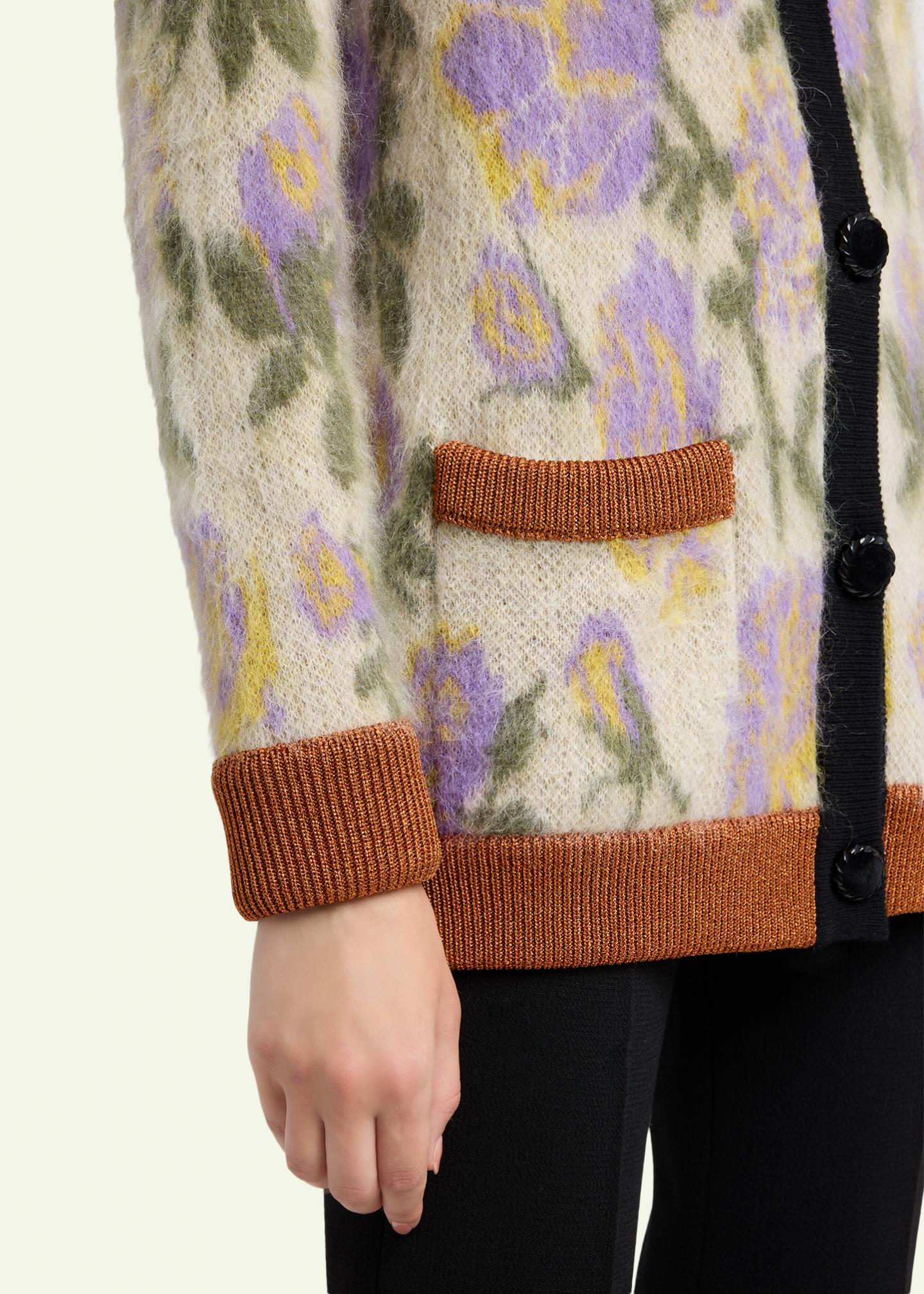 Valentino Garavani Floral-Print Mohair V-Neck Cardigan - Bergdorf
