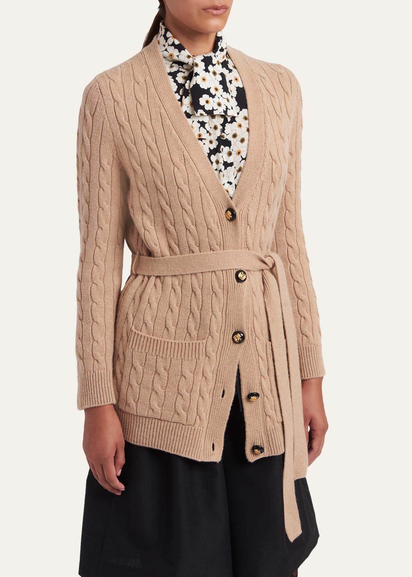 Valentino Garavani Cable-Knit Longline Cashmere Cardigan