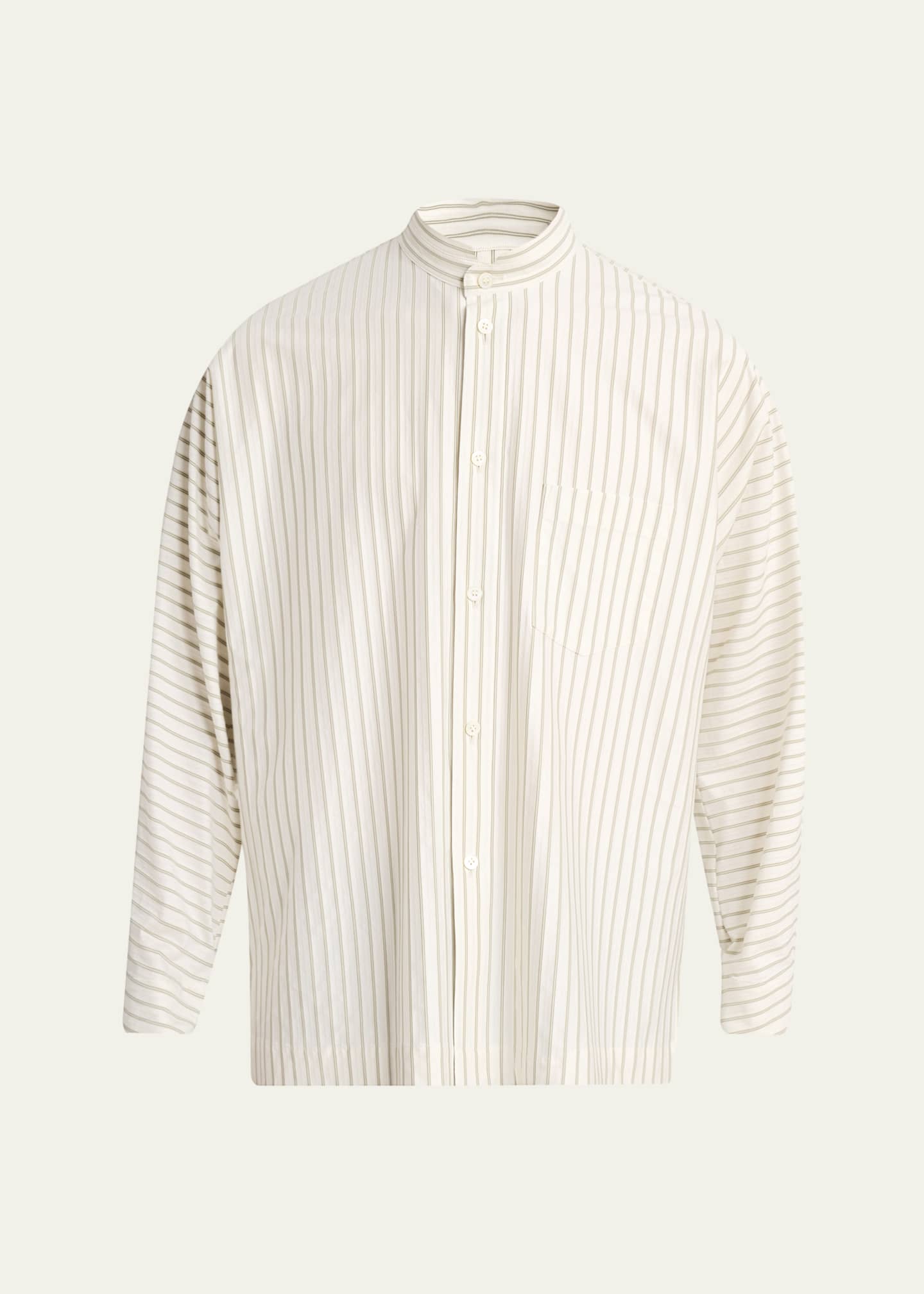 Homme Plisse Issey Miyake Men's Stripe Band Collar Button-Down