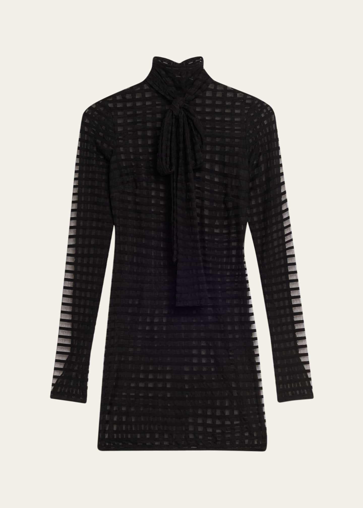 LaQuan Smith Cross Grain Long Sleeve Minidress in Black at Nordstrom, Size Small