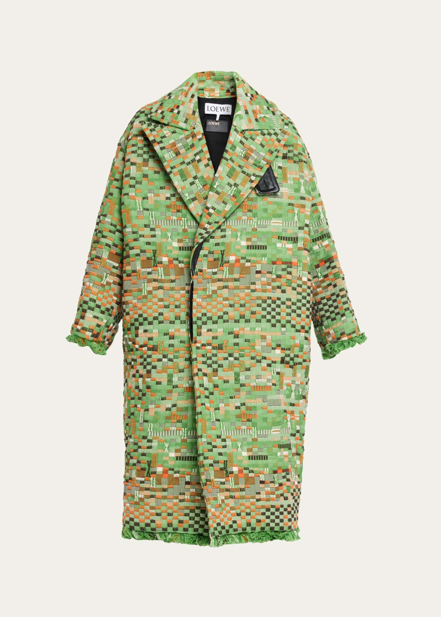 Loewe Oversized Patchwork Check Single-Breasted Coat - Bergdorf