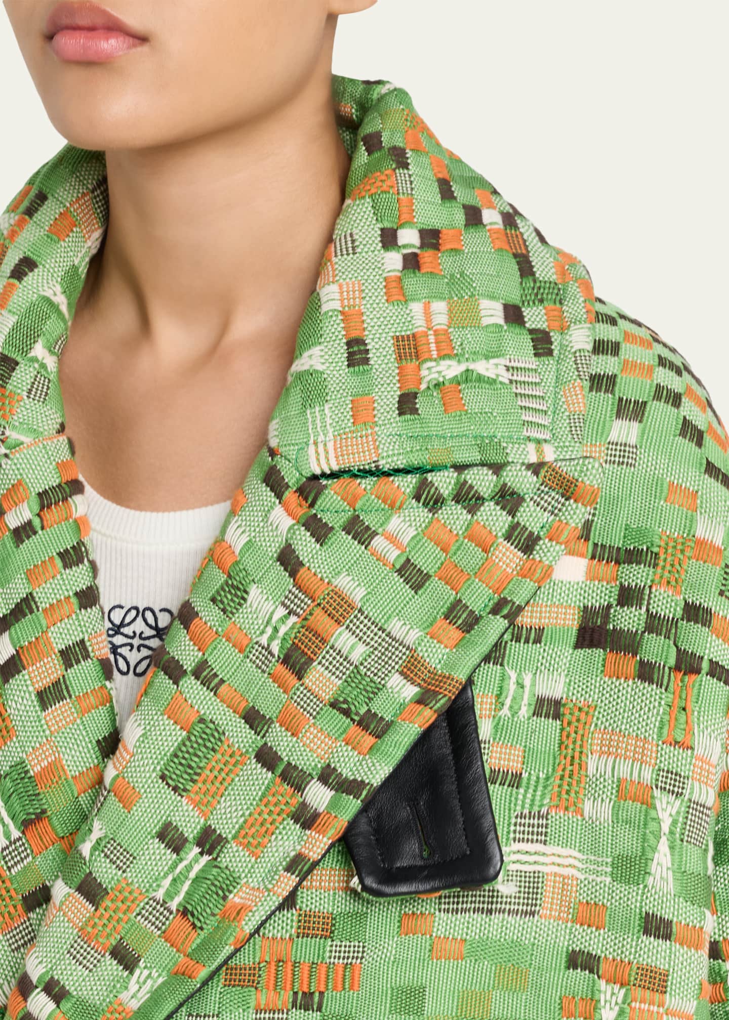 Loewe Oversized Patchwork Check Single-Breasted Coat - Bergdorf