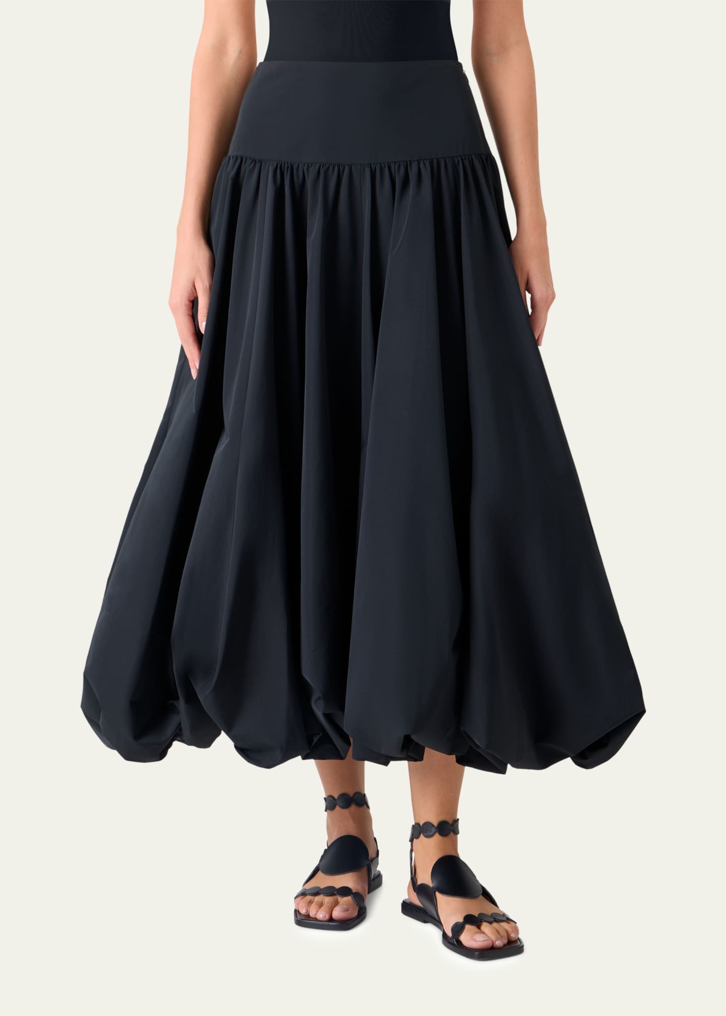 Akris punto Technical Taffeta Midi Bubble Skirt - Bergdorf Goodman