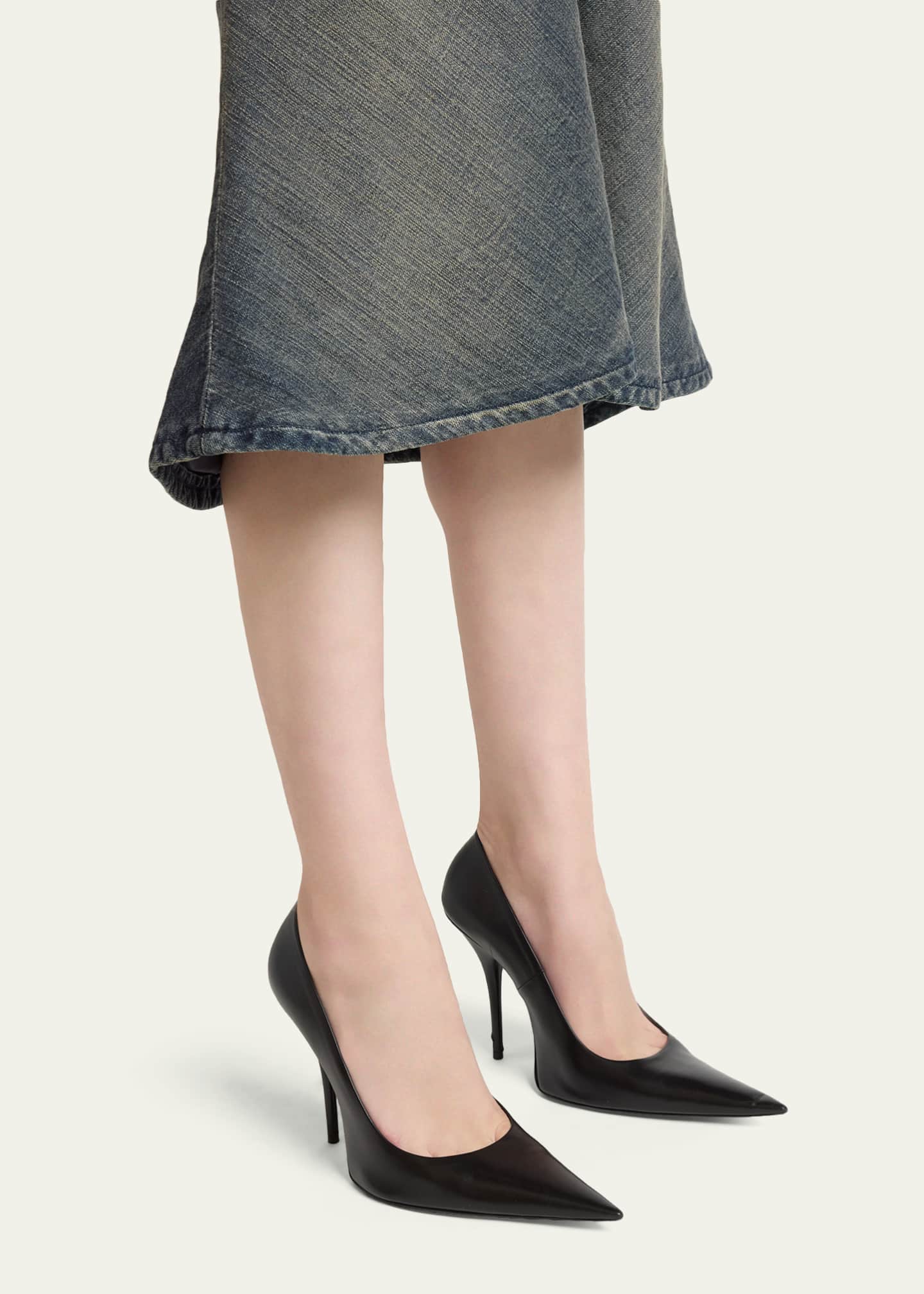 Balenciaga 90mm Avenue Leather Pointed-Toe Pumps - Bergdorf Goodman