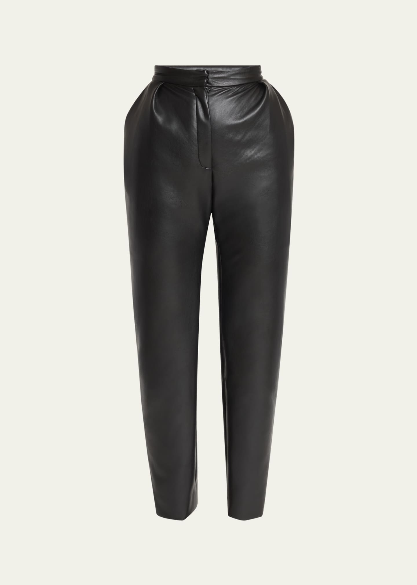 Balmain Eco Leather Pleated Tapered-Leg Pants - Bergdorf Goodman