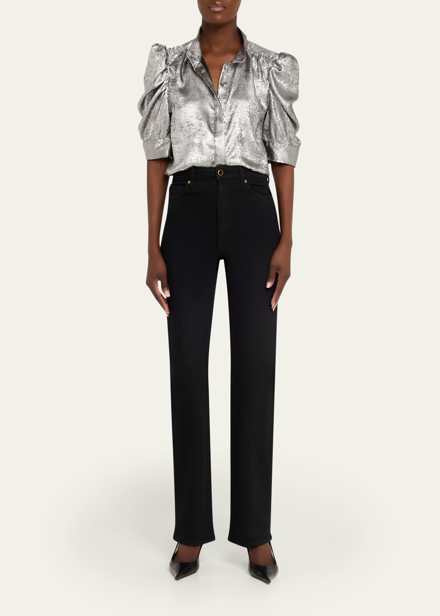 FRAME The Shiny Gillian Top - Bergdorf Goodman