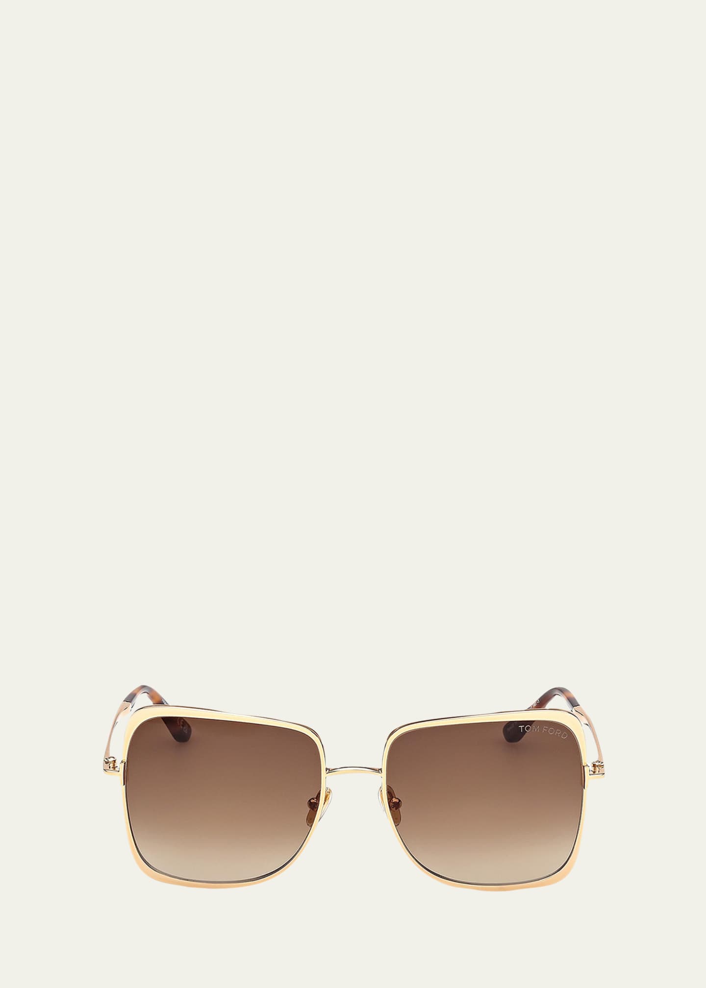 TOM FORD ブラウン スクエア サングラス TOM FORD Tara 57mm Metal Square Sunglasses - Bergdorf Goodman