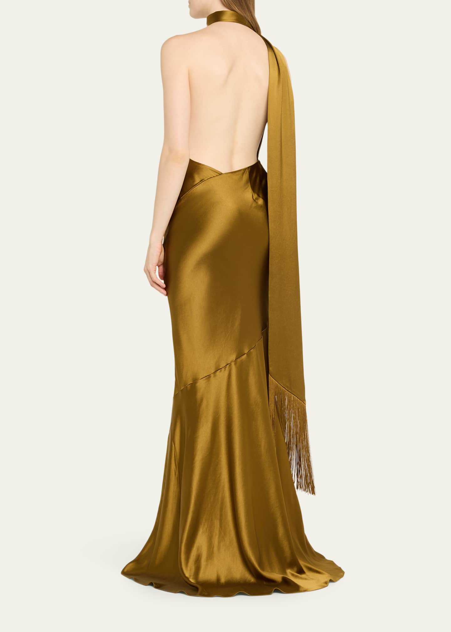 Retrofete Kelsa High-Neck Satin Scarf Gown - Bergdorf Goodman