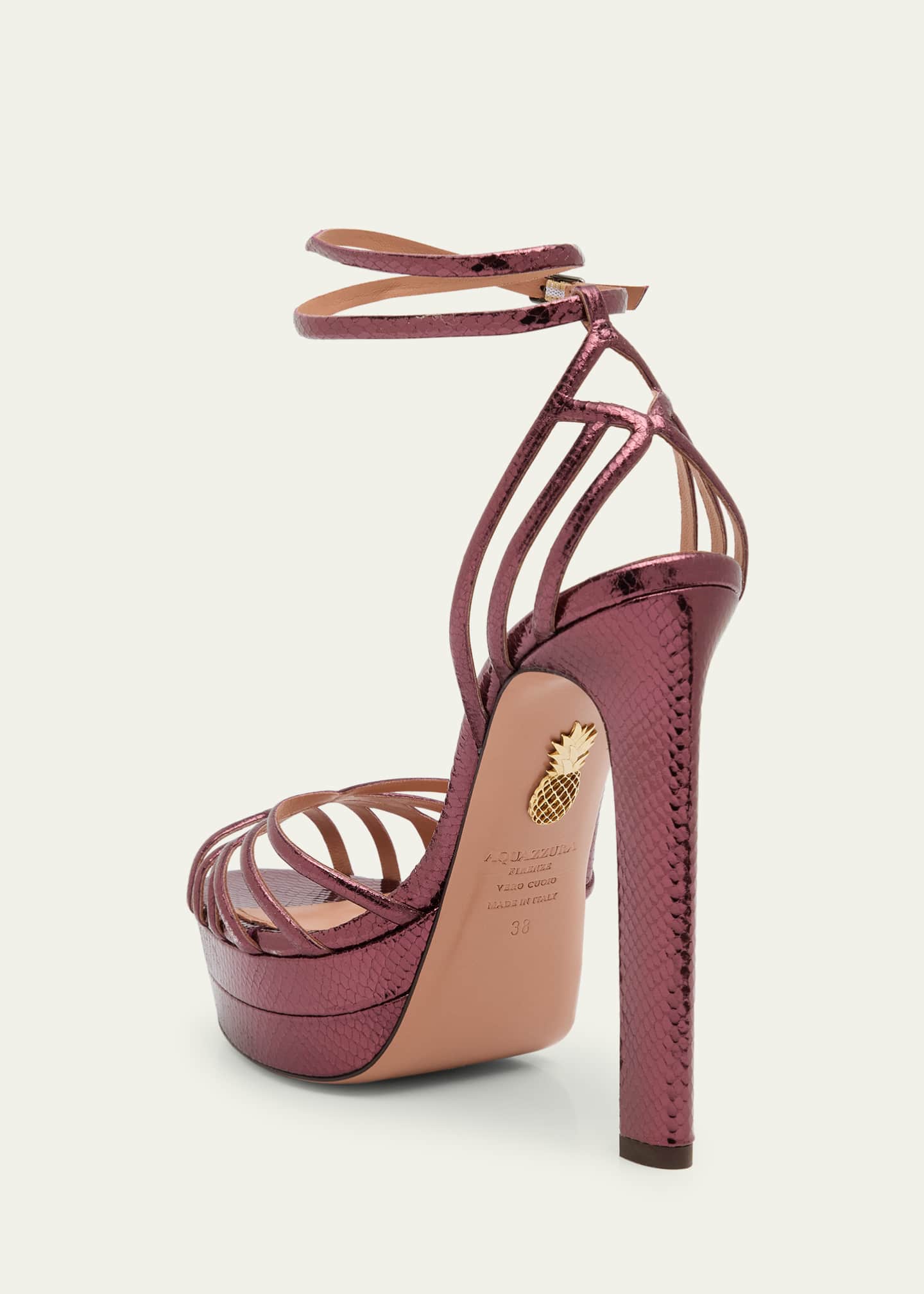 エターナルサンクチュアリ Aquazzura 130mm Wild Dream Snake-Embossed Metallic Leather