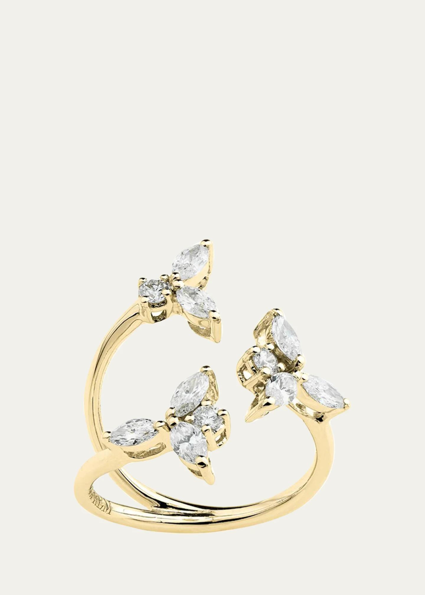 Yeprem 18K Yellow Gold Diamond Y-Conic Snowflake Stackable Ring ...