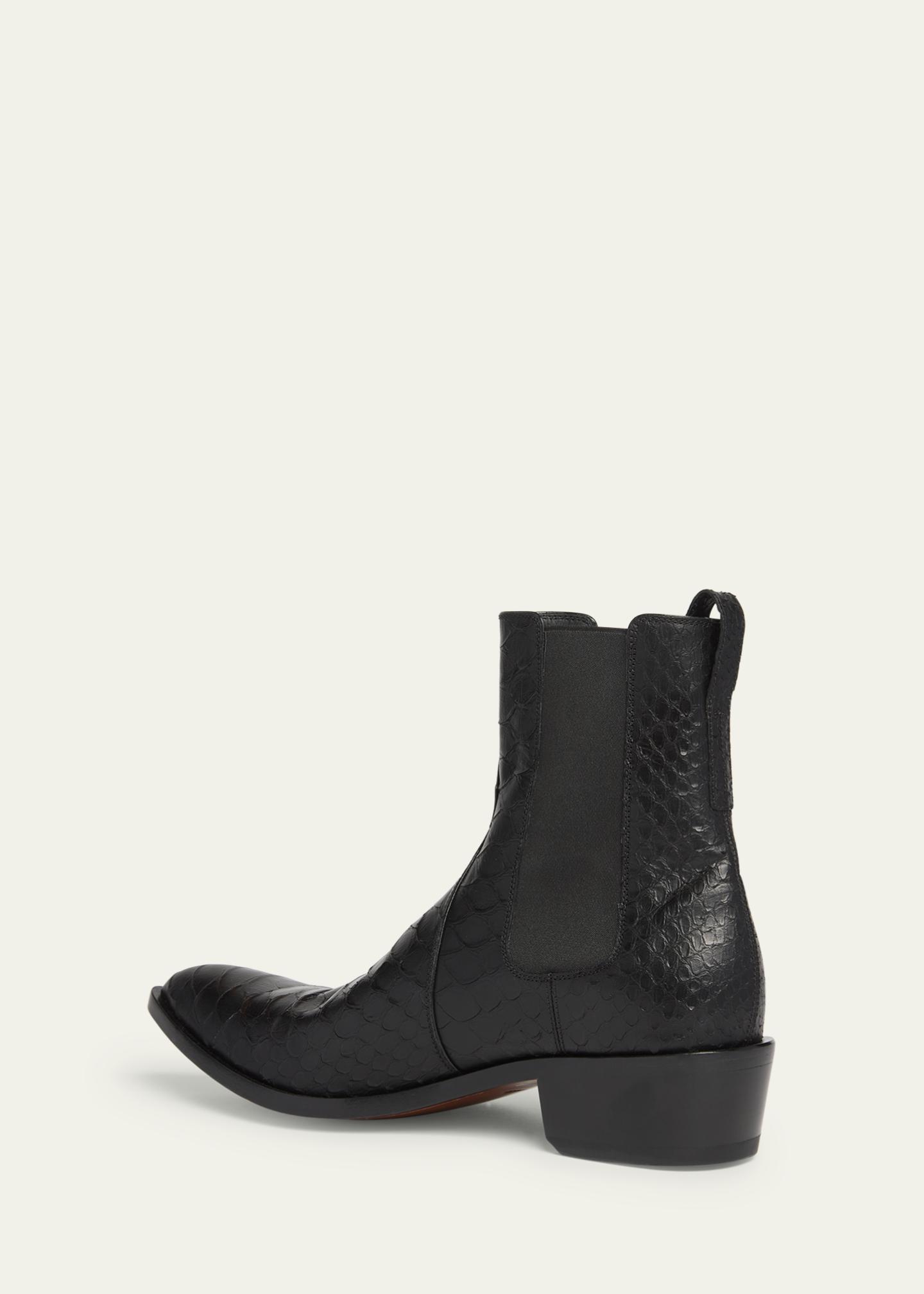 TOM FORD Men's Python-Embossed Leather Boots - Bergdorf Goodman