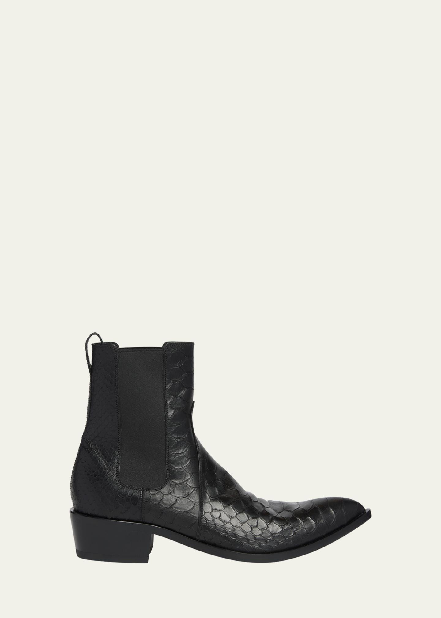 TOM FORD Men's Python-Embossed Leather Boots - Bergdorf Goodman