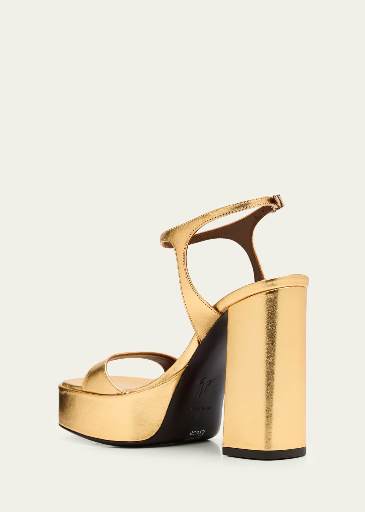 Giuseppe Zanotti Metallic Leather Block-Heel Platform Sandals
