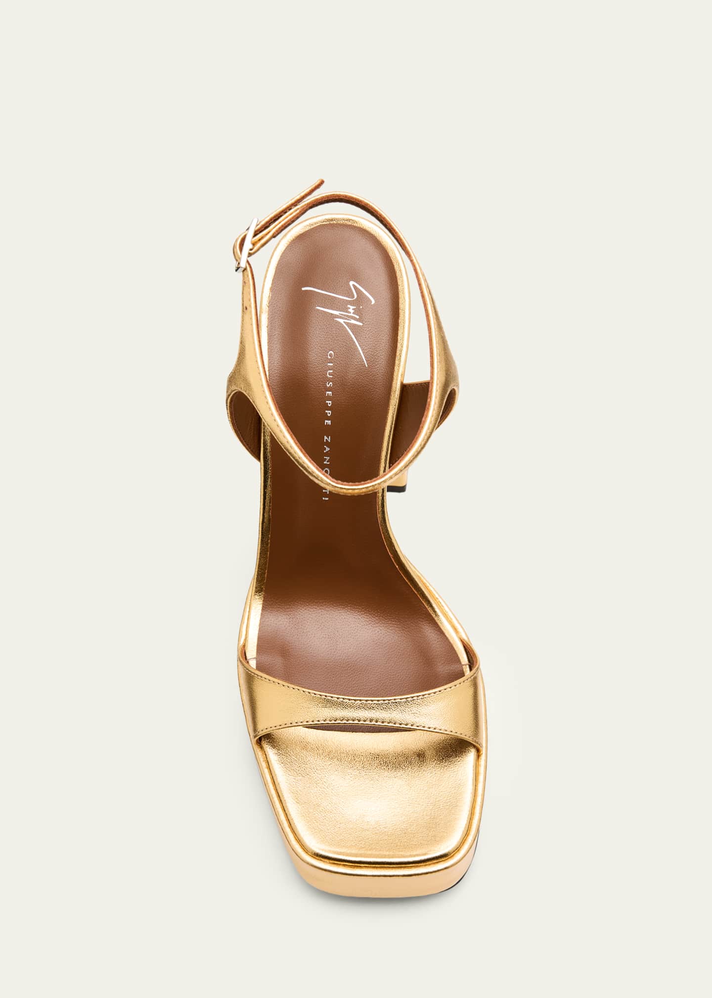 Giuseppe Zanotti Metallic Leather Block-Heel Platform Sandals