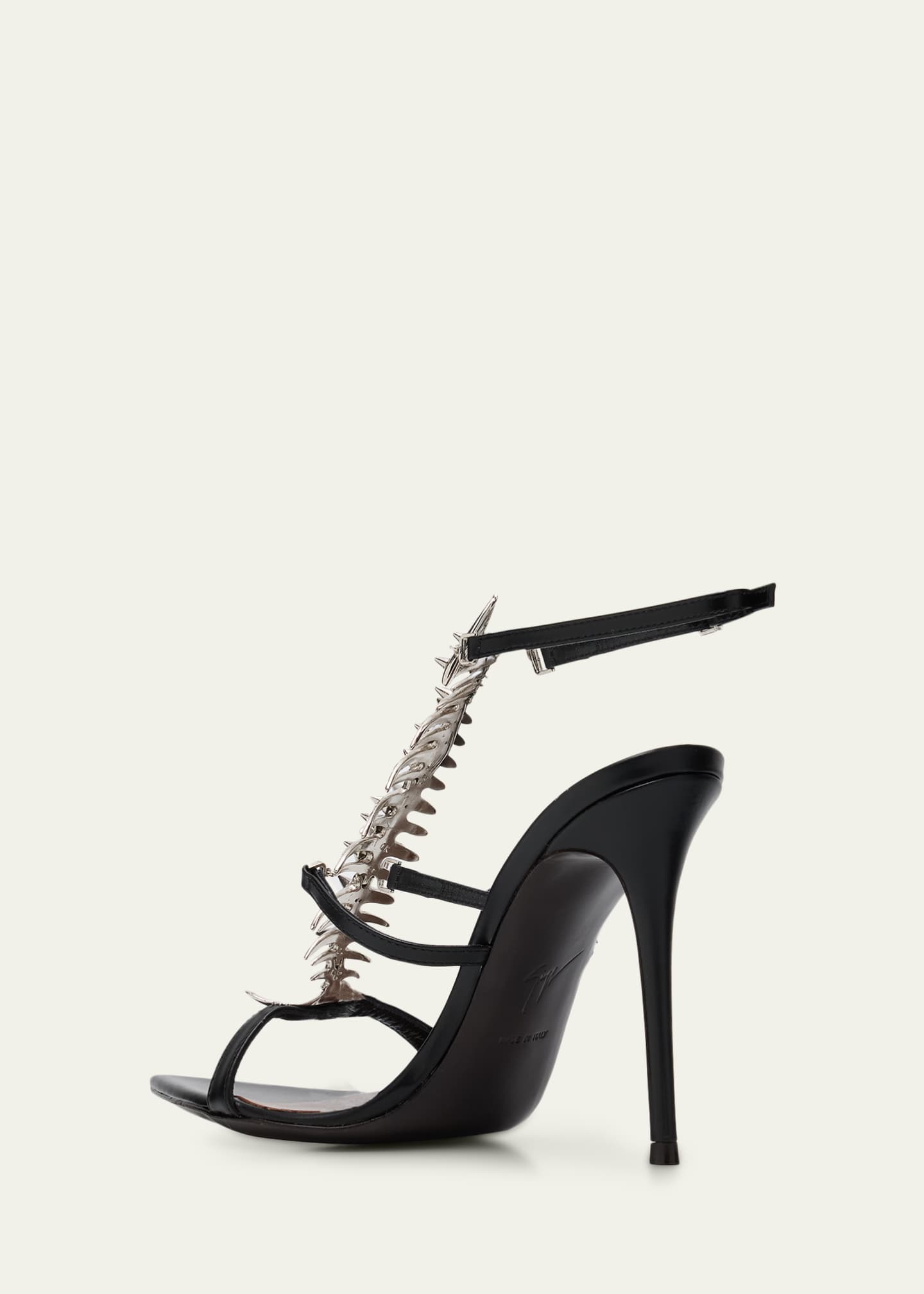 Giuseppe Zanotti Slim Leather Sandals with Fishbone Ornament