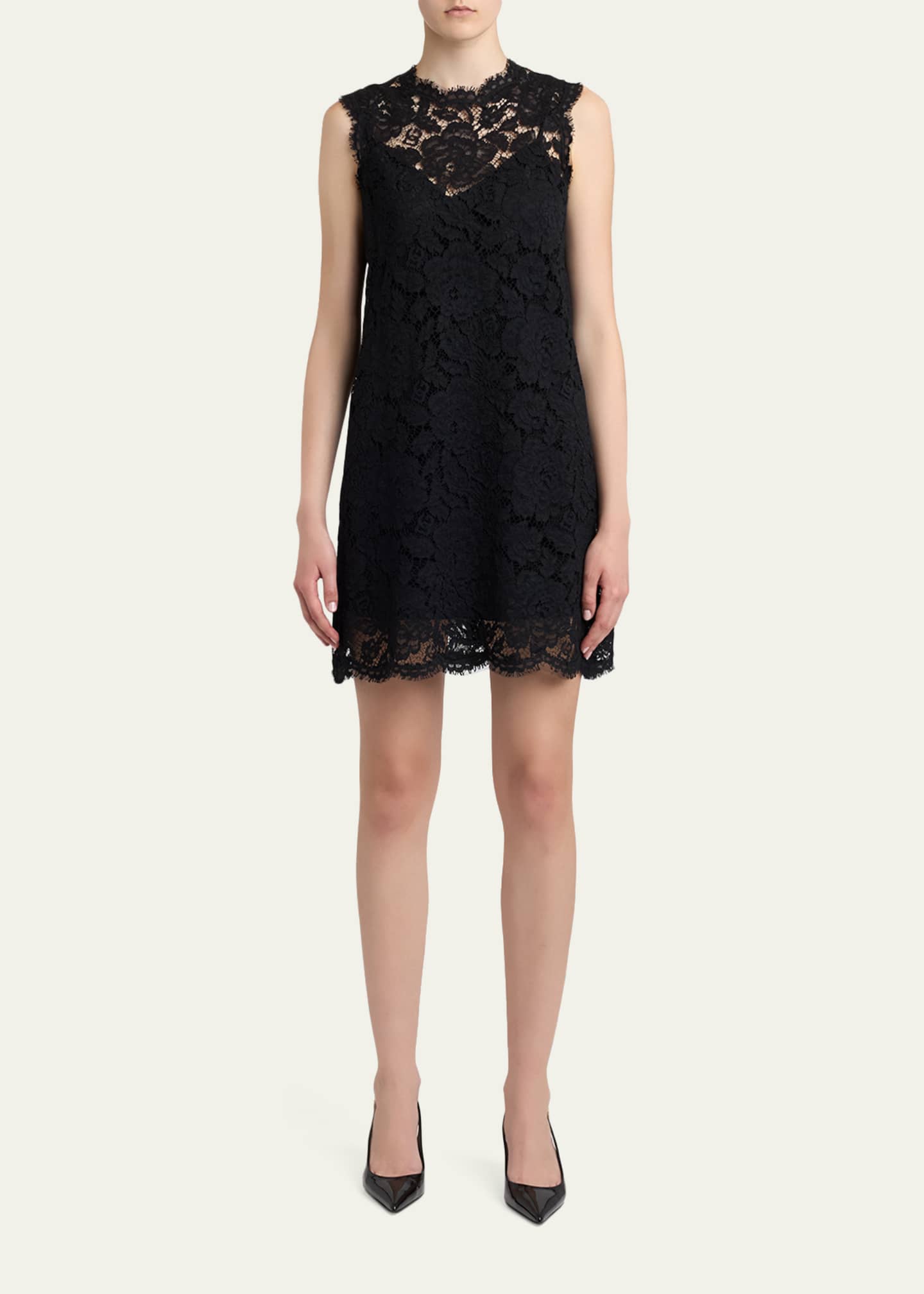 Dolce&Gabbana Sleeveless Floral Lace A-Line Dress - Bergdorf Goodman
