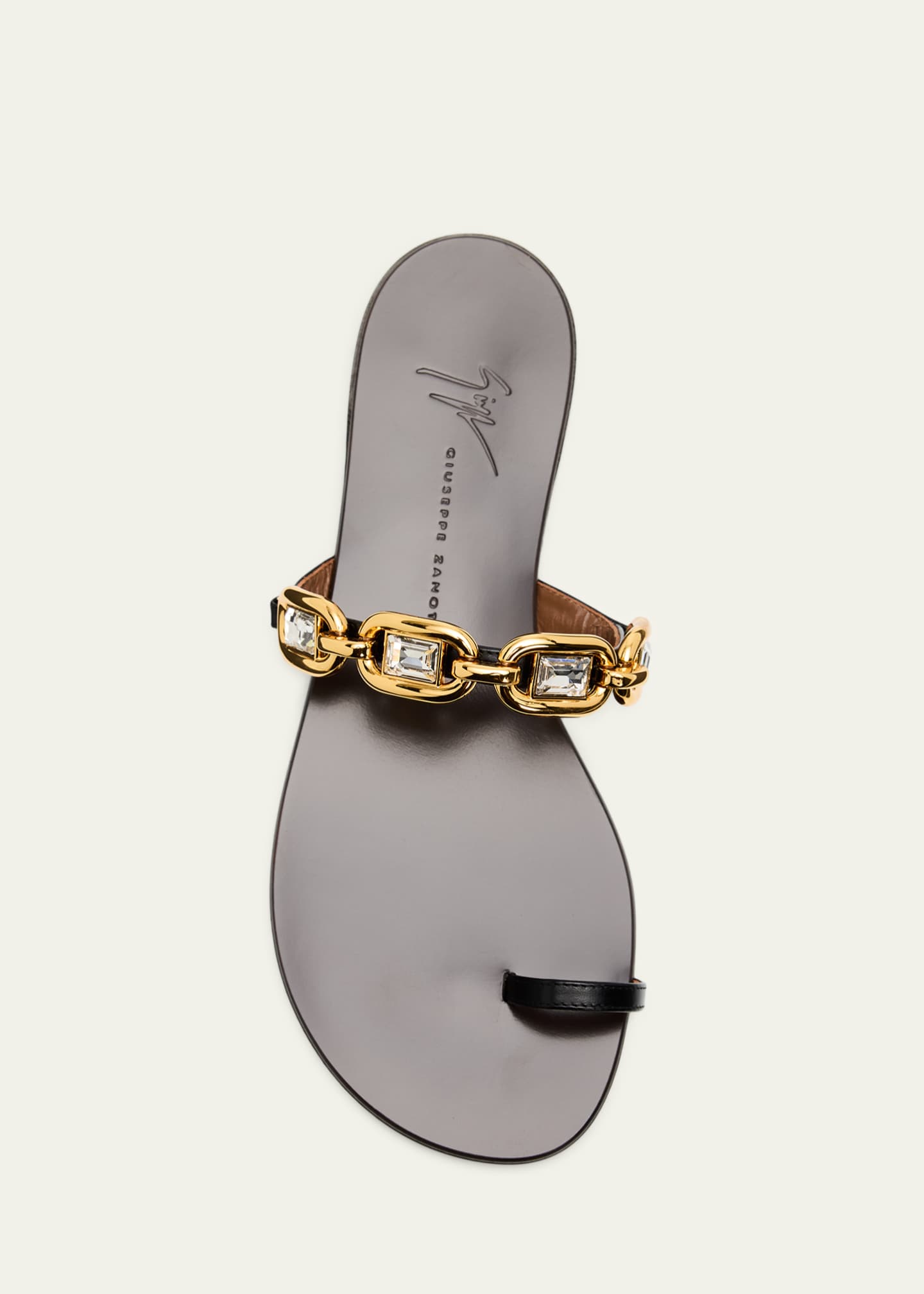 Giuseppe Zanotti Jewel Chain Leather Toe-Ring Sandals - Bergdorf Goodman