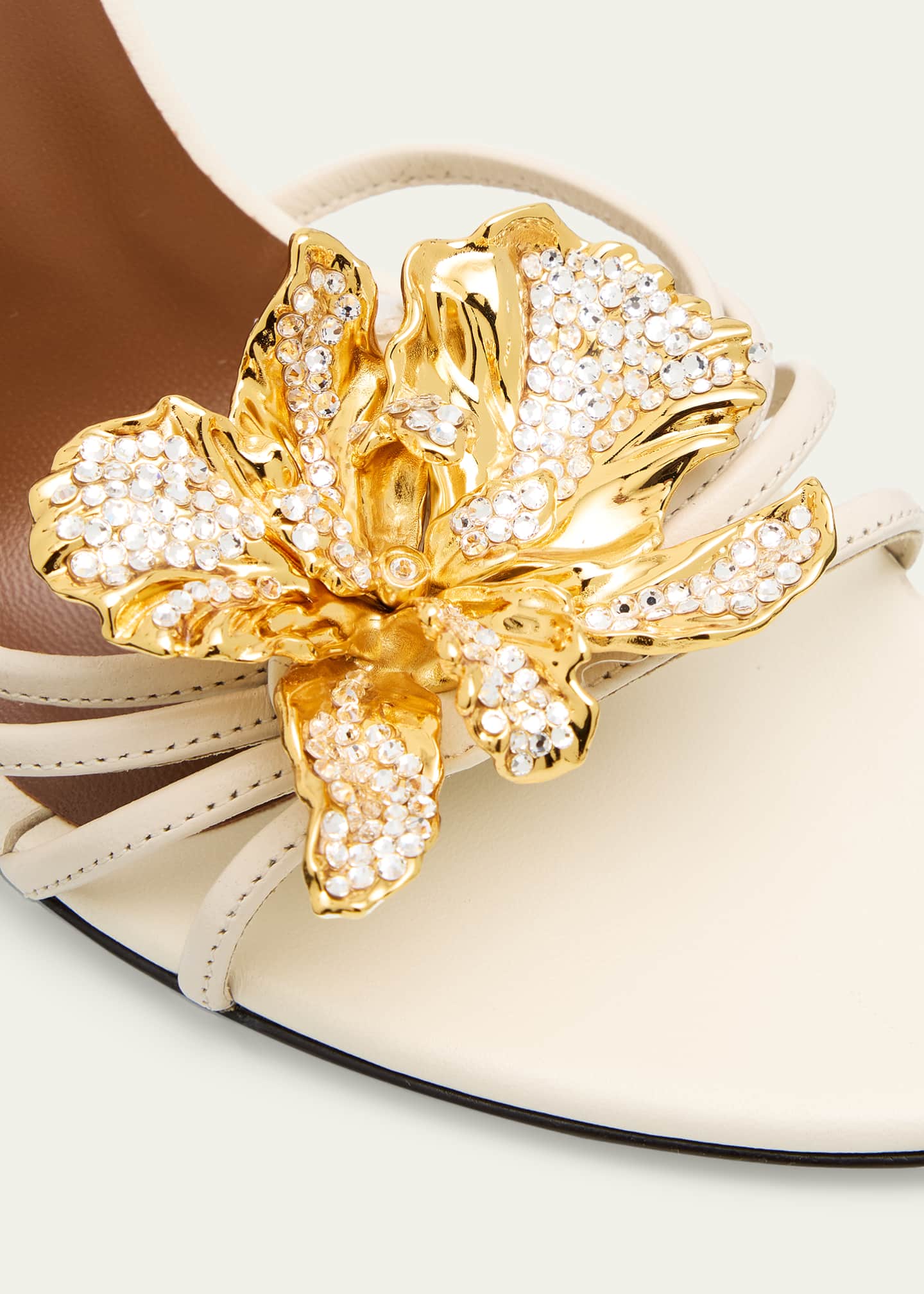 Giuseppe Zanotti 90mm Flower Leather Slide Sandals - Bergdorf Goodman