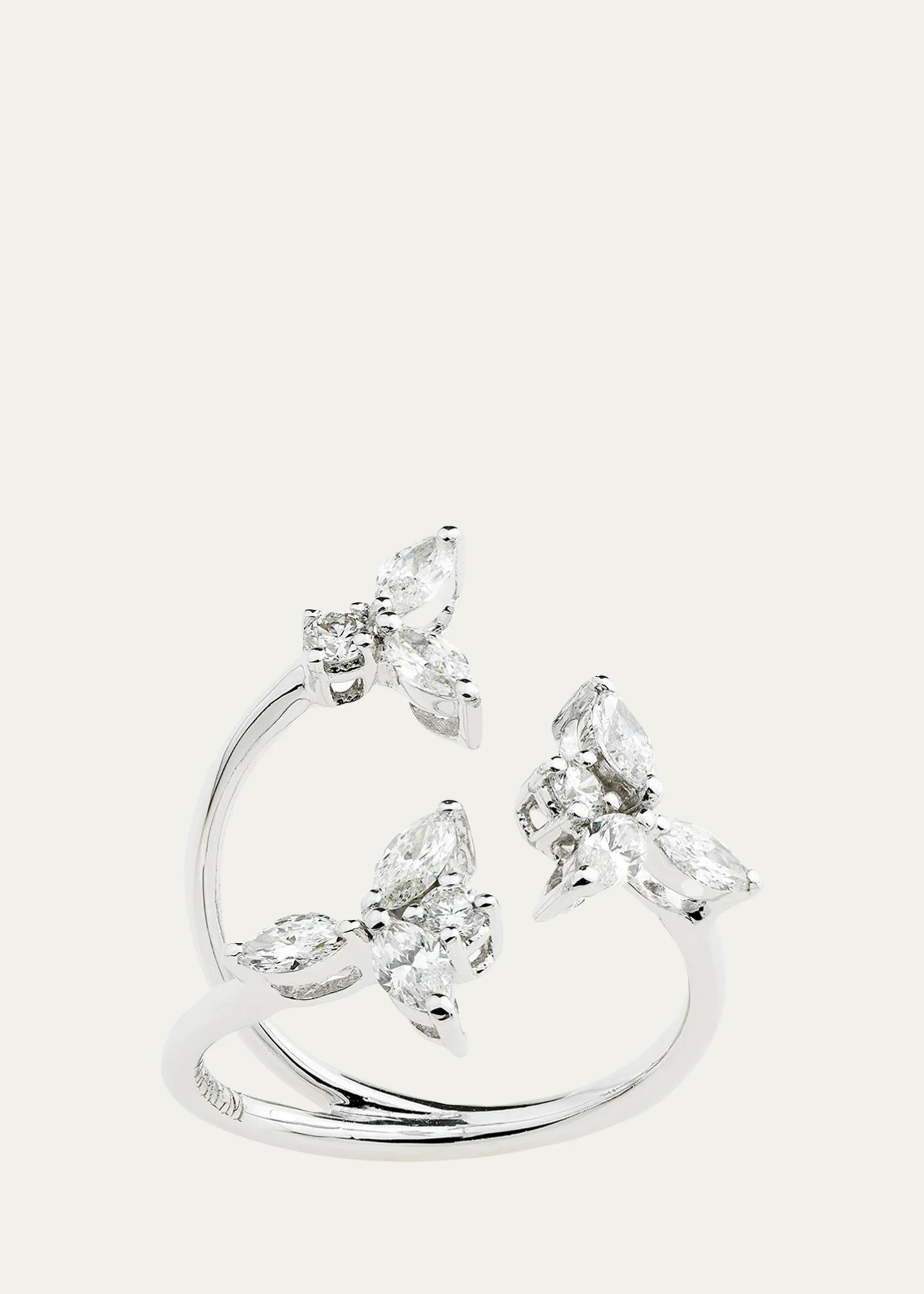 Yeprem 18K White Gold Diamond Y-Conic Snowflake Stackable Ring ...